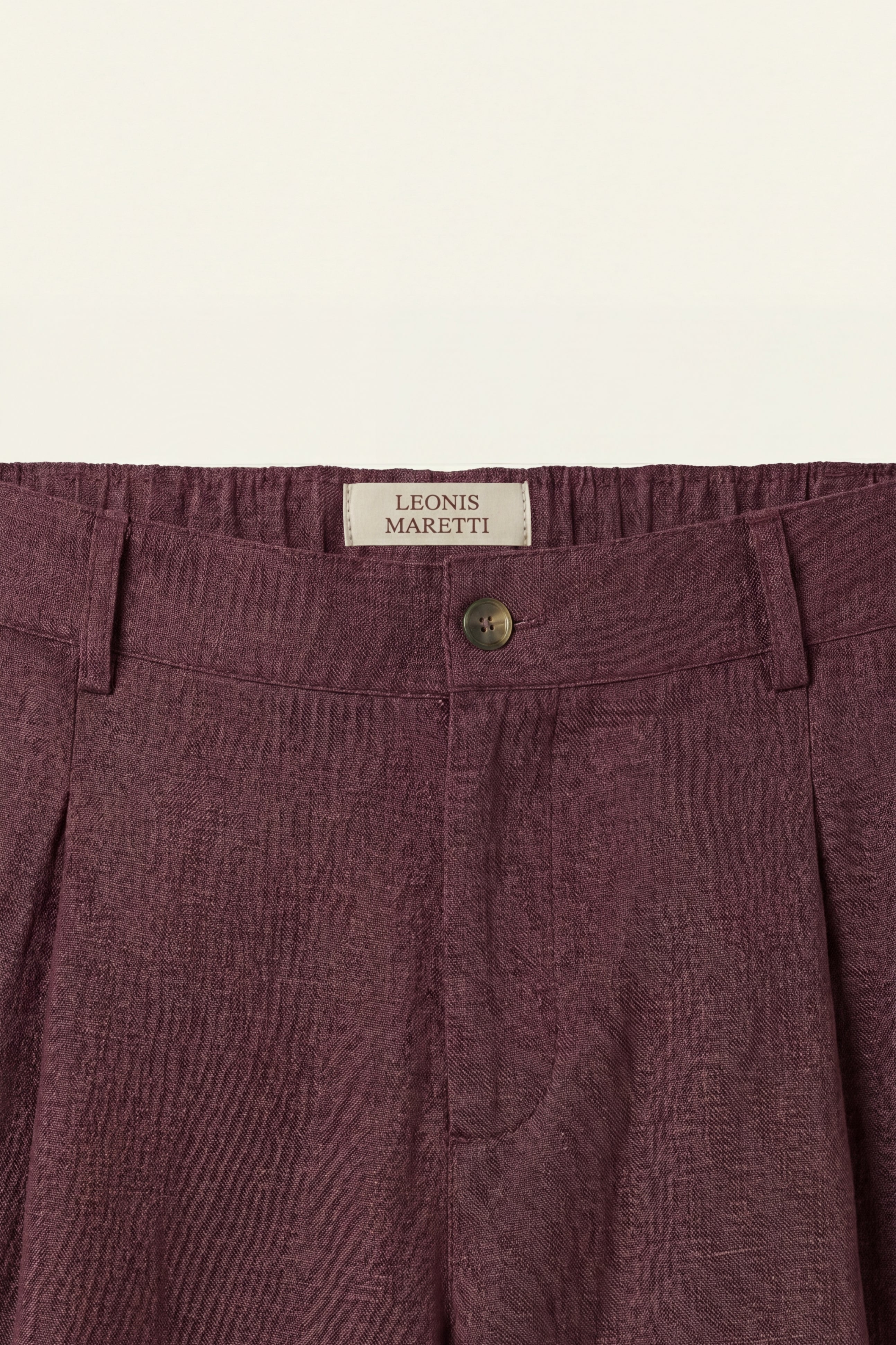 Orvieto Linen Pleated Shorts Wine Red