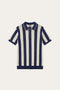 Silano Striped Knit Polo Navy