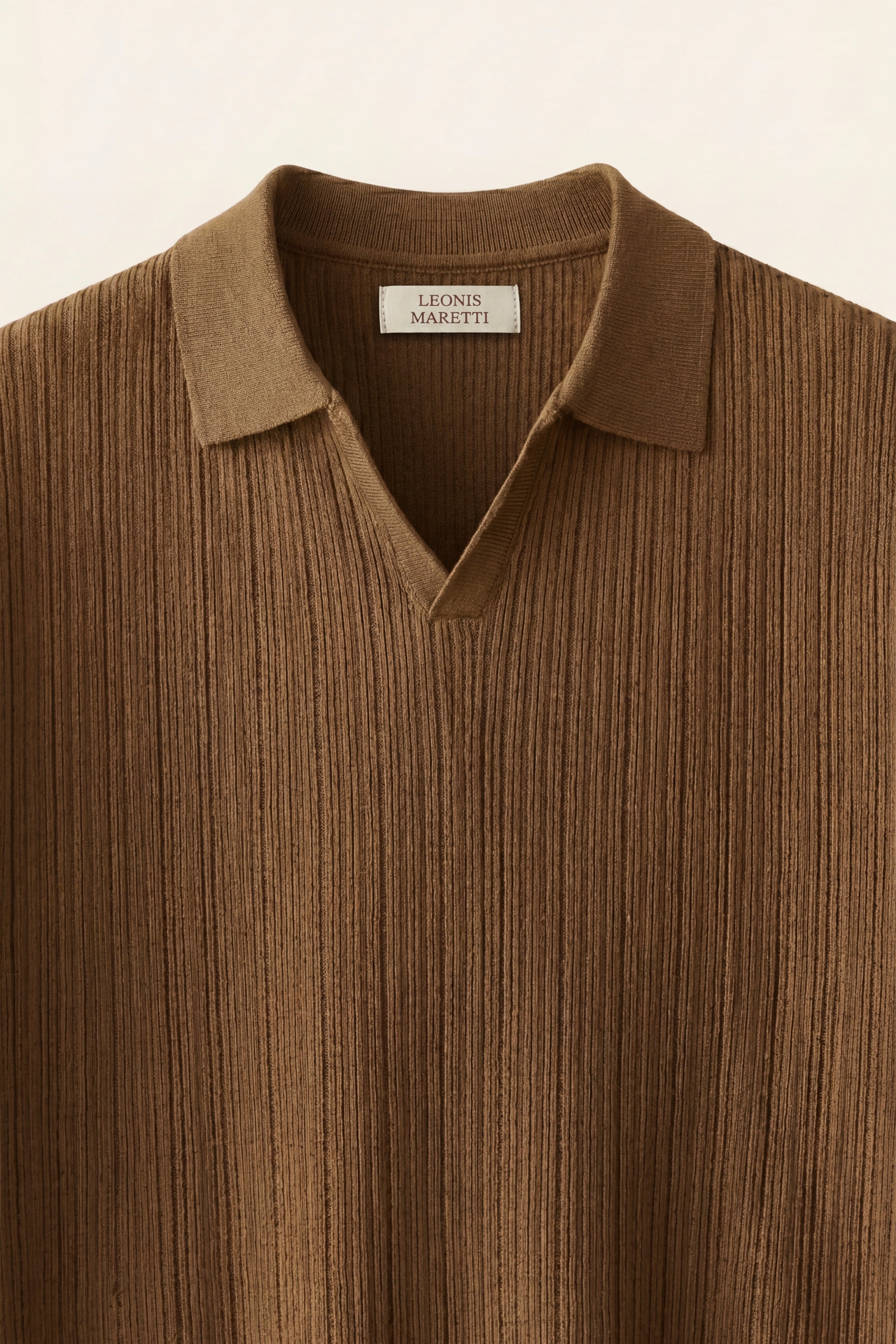 Nicolo Ribbed Knit Polo Caramel