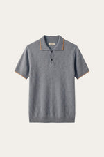 Prato Cashmere Knit Polo Ash Blue