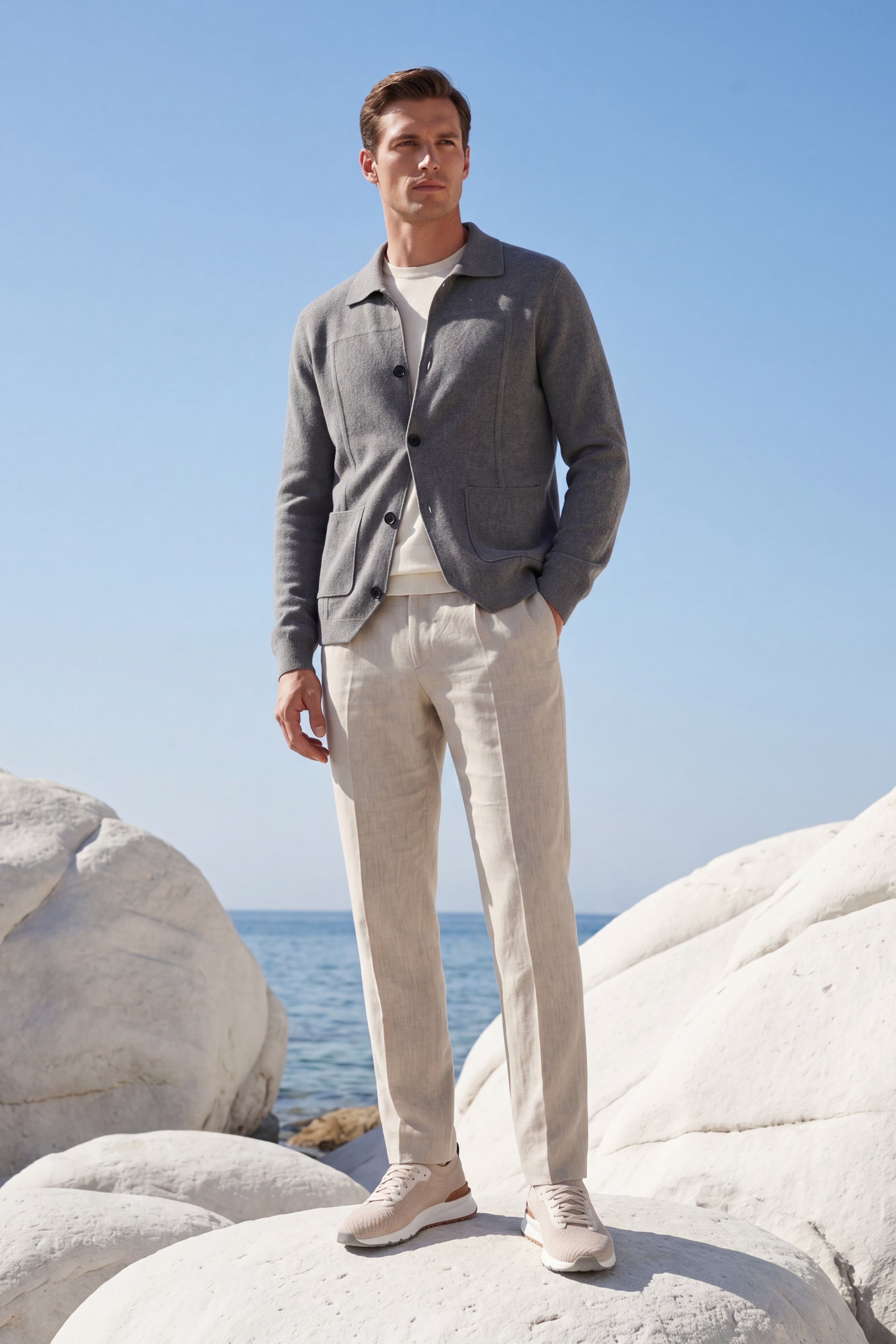 Valero Cashmere Cardigan Graphite