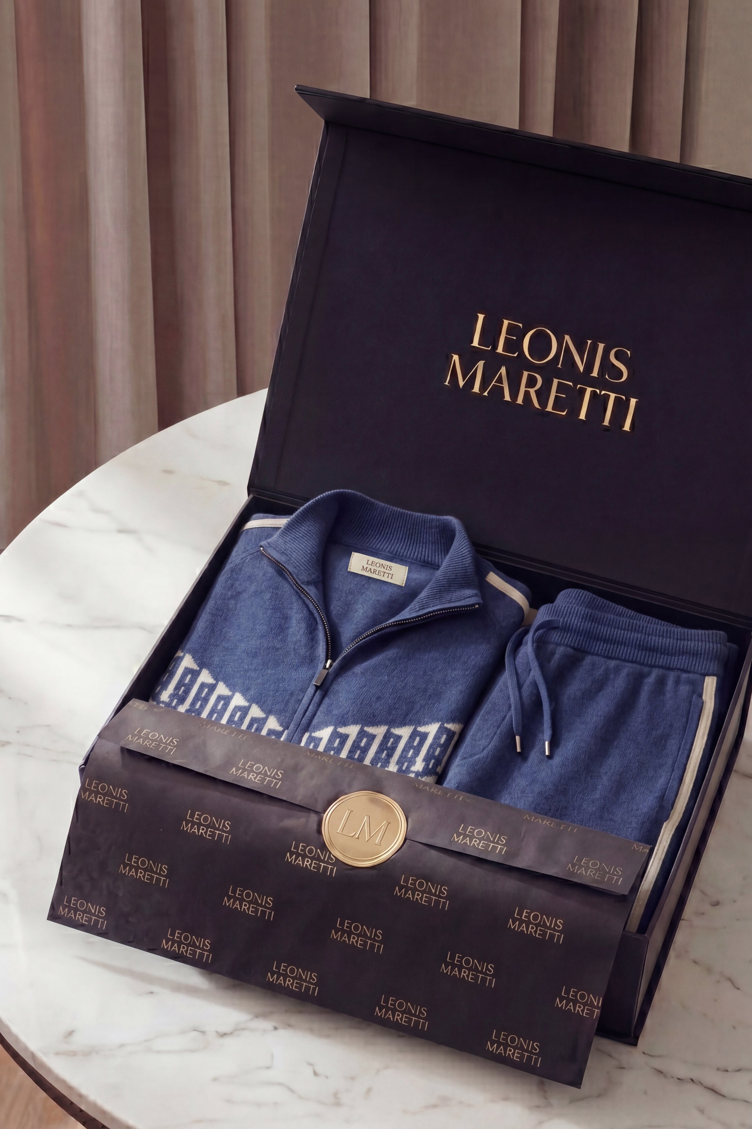 Enzo Cashmere Full-Zip Set Navy