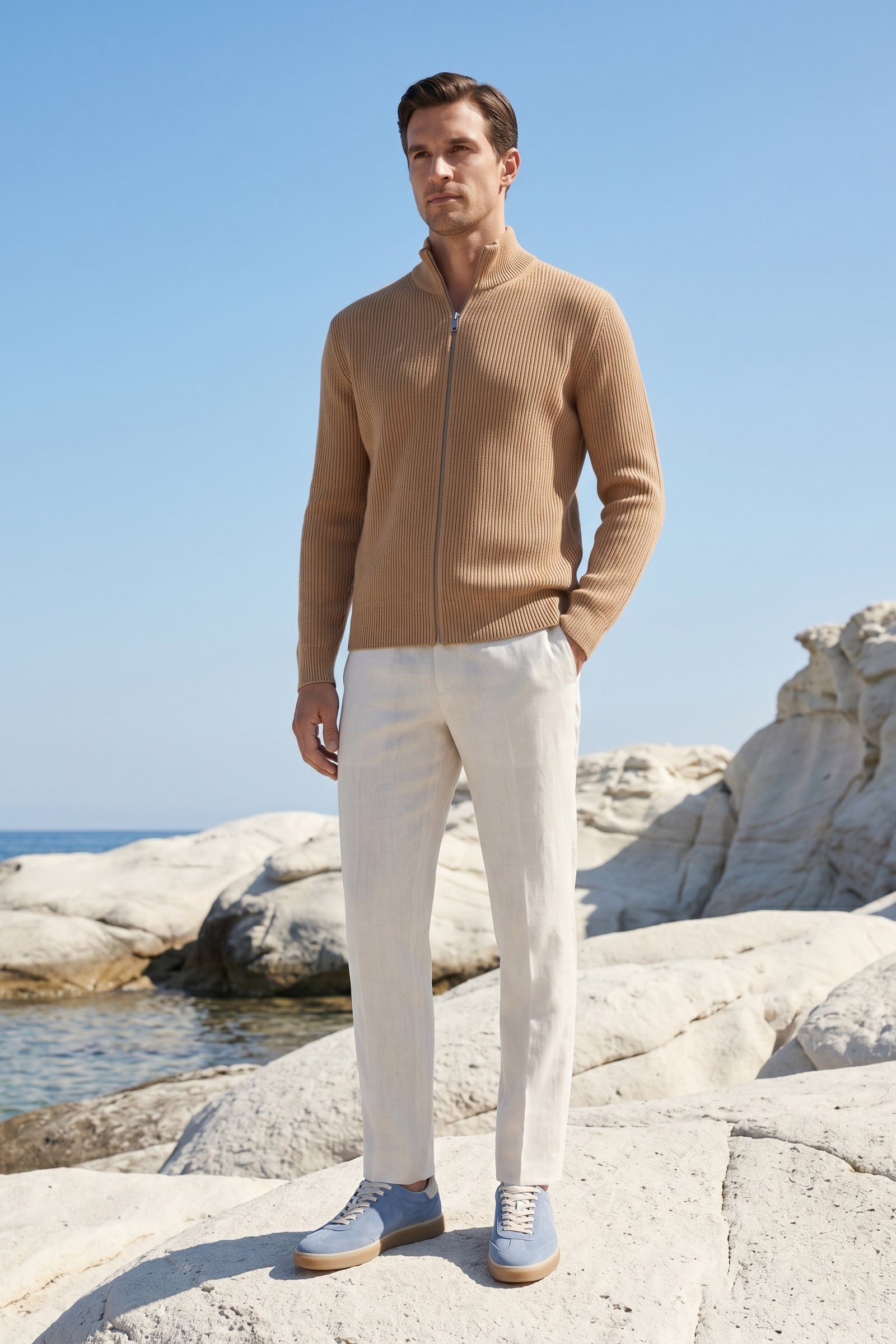 Roma Cashmere Cardigan Khaki