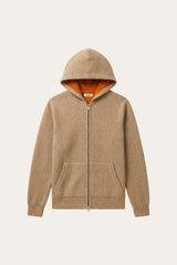 Novaro Hooded Zip Knit Beige/Orange
