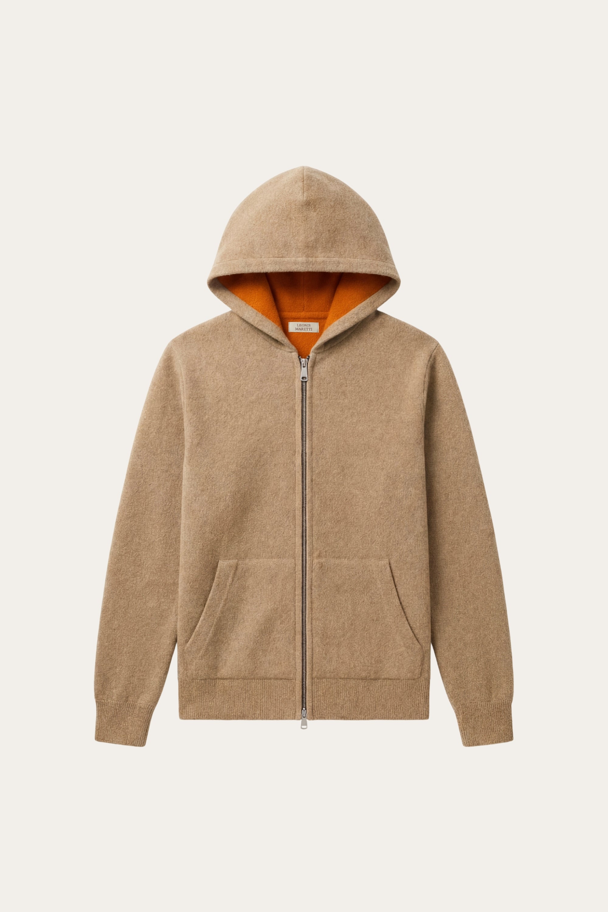 Novaro Hooded Zip Knit Beige/Orange