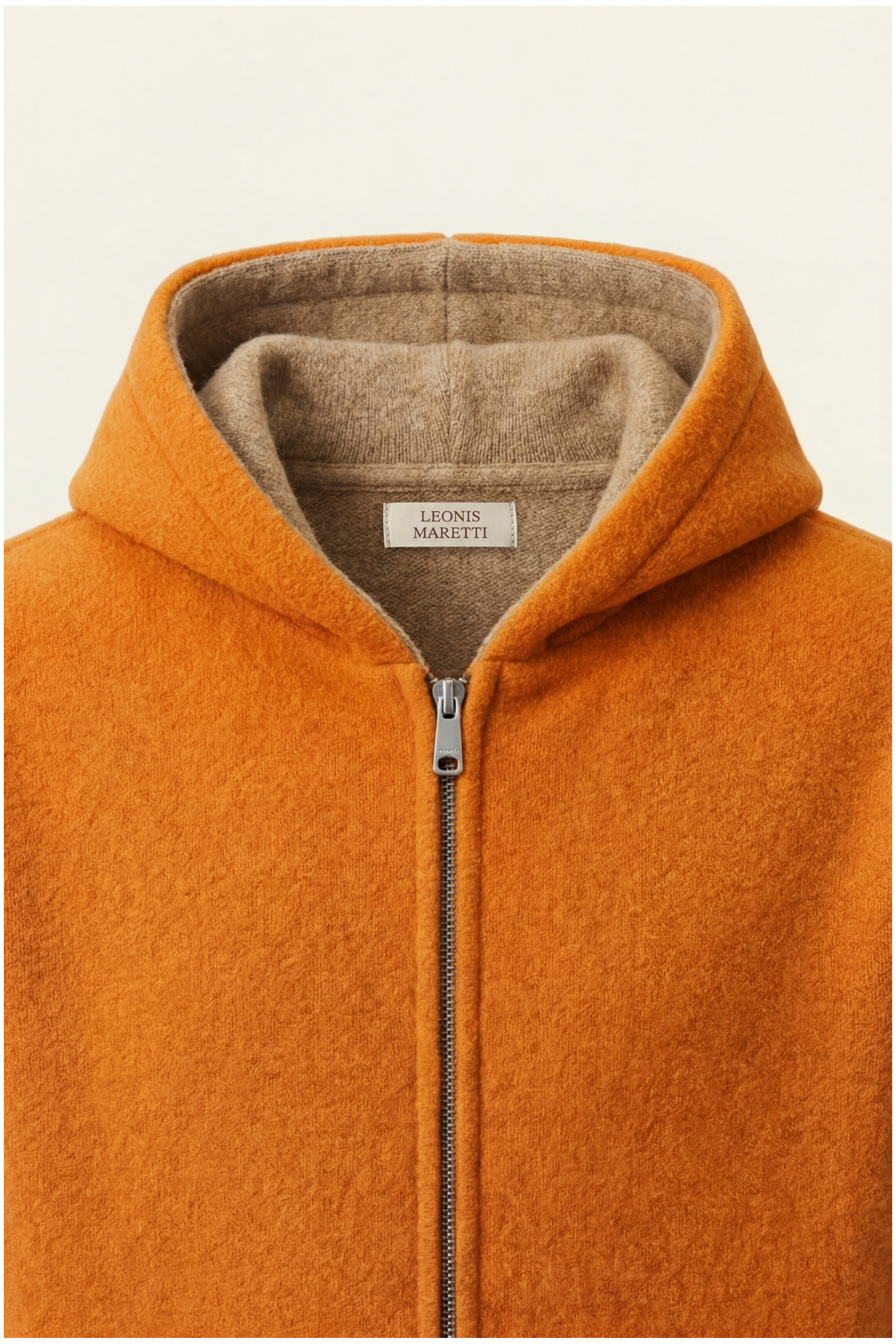 Novaro Hooded Zip Knit Beige/Orange