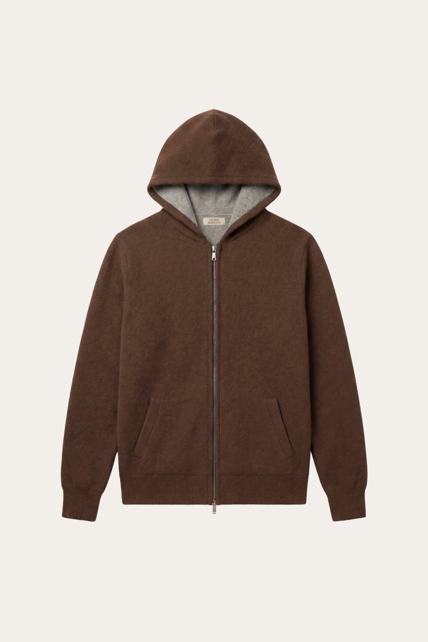 Novaro Hooded Zip Knit Brown/Grey