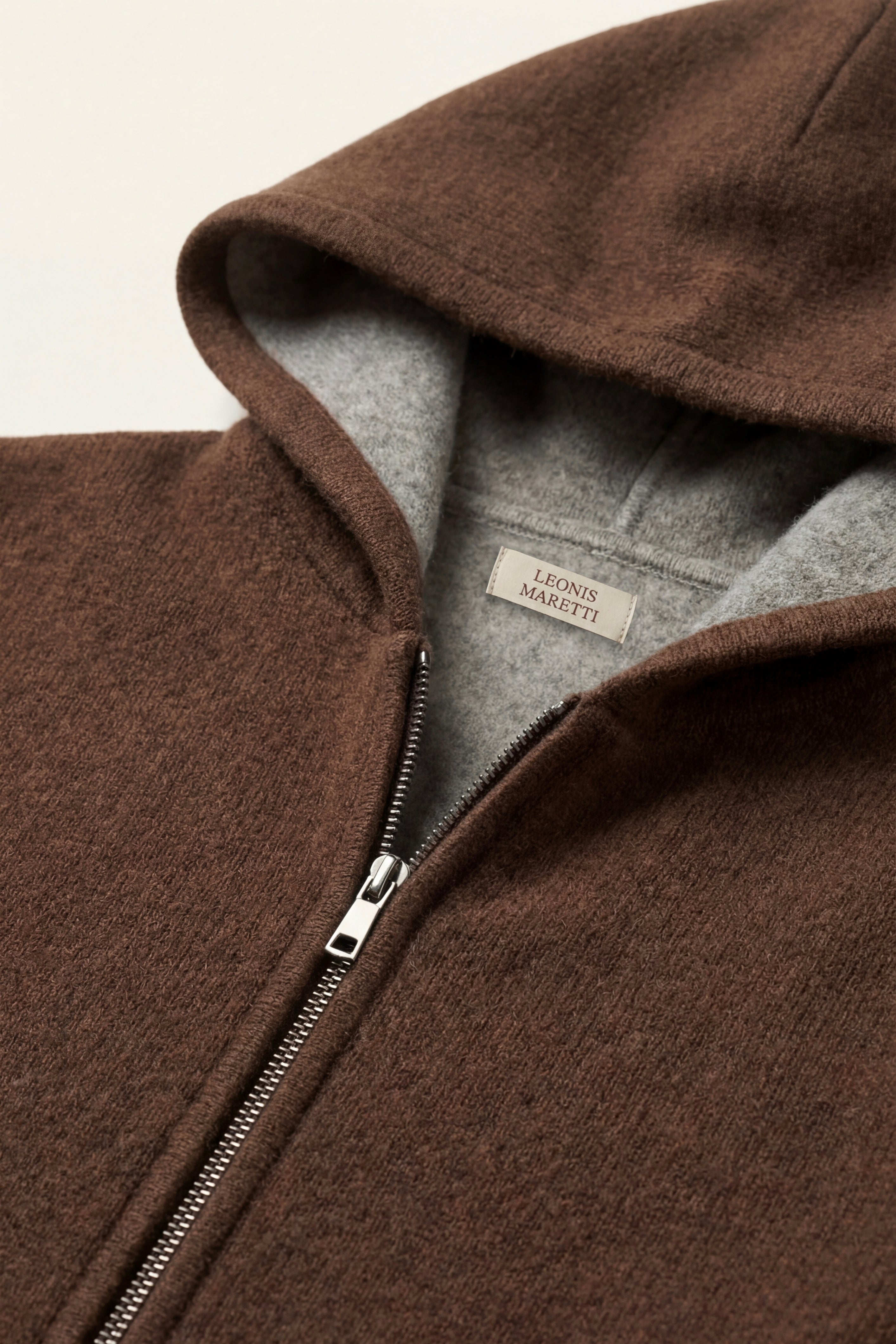 Novaro Hooded Zip Knit Brown/Grey