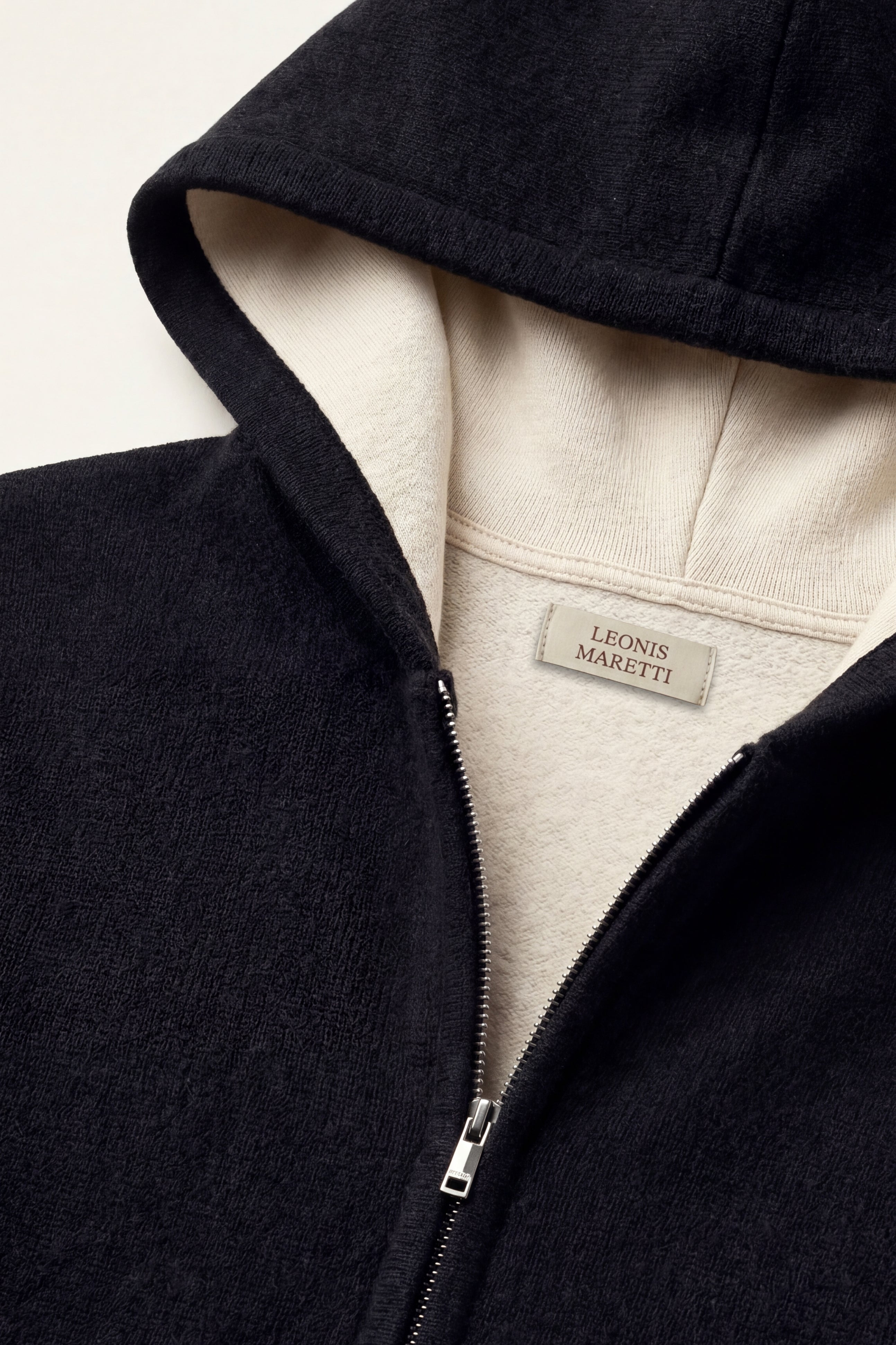 Novaro Hooded Zip Knit Ivory/Black