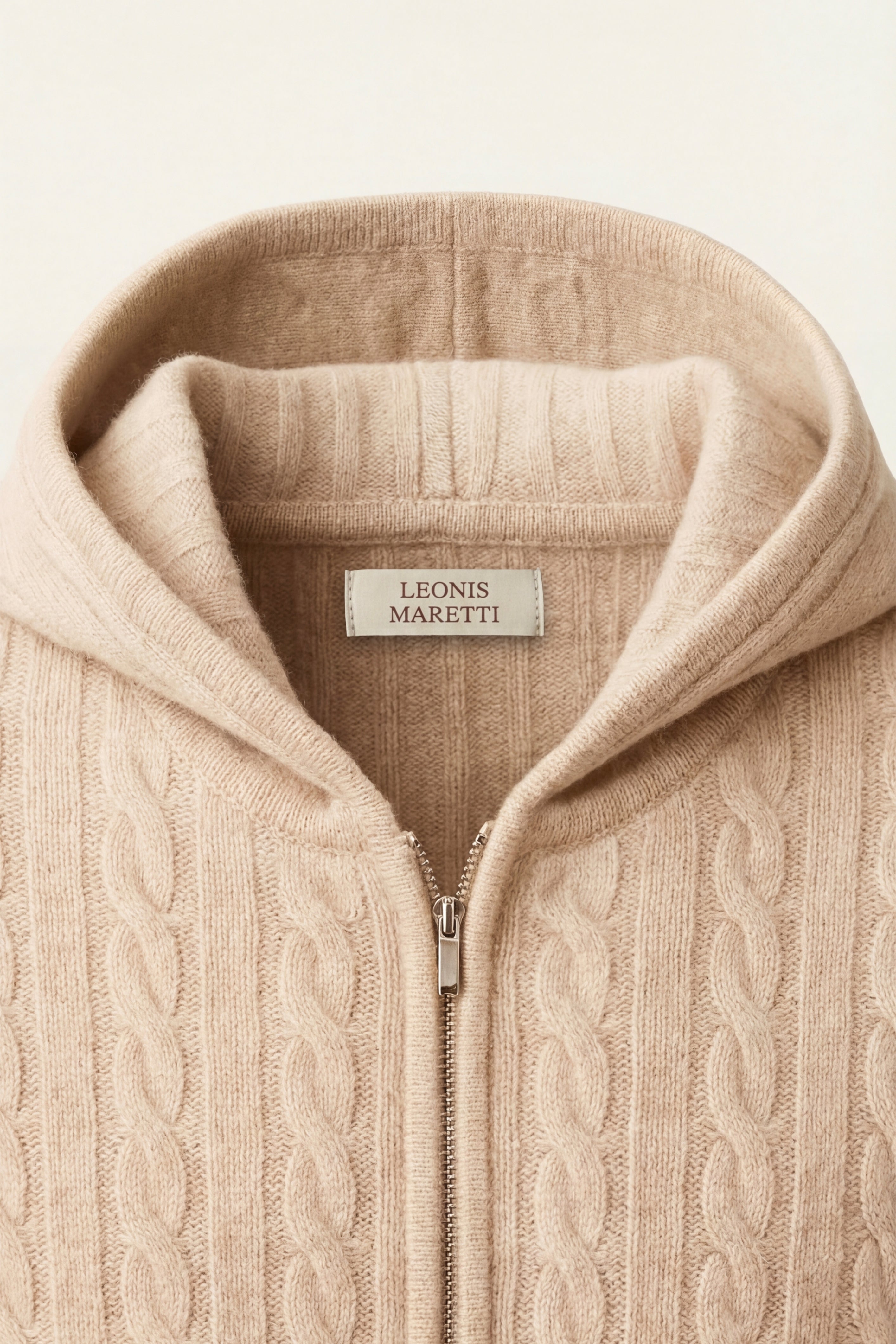 Talieri Hooded Cable Knit Beige