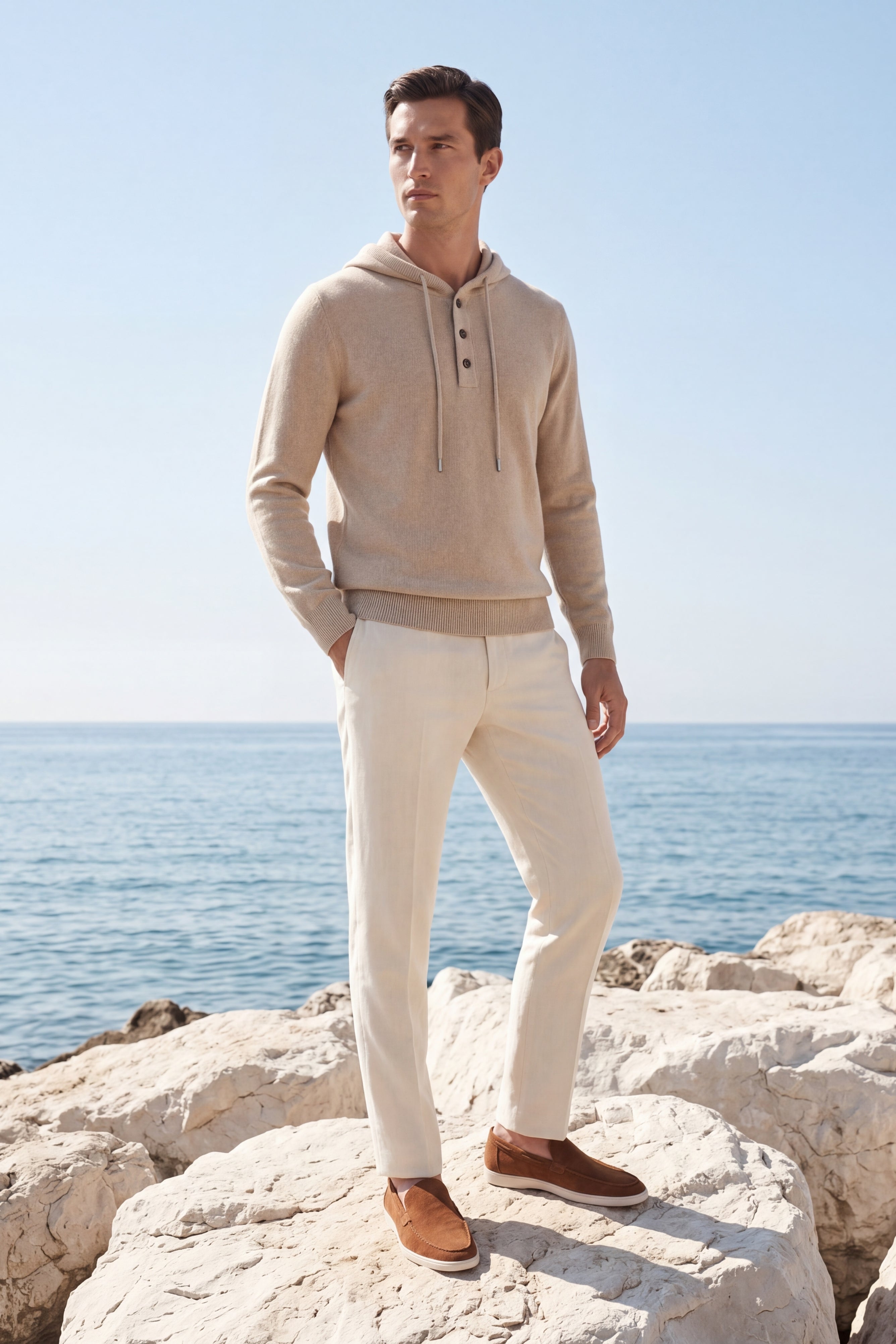 Taviano Hooded Knit Beige