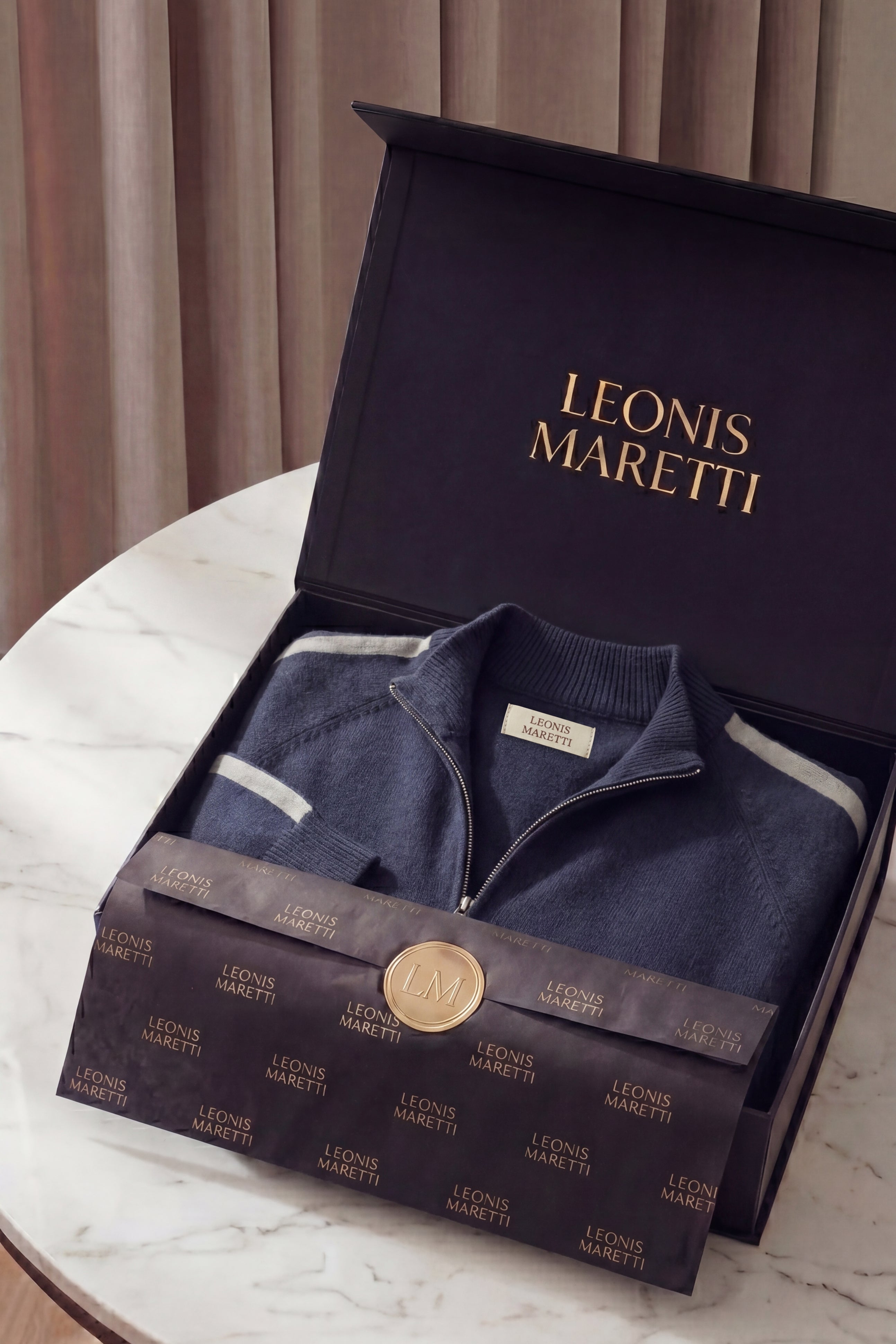 Lorenti Cashmere Zip Knit Navy