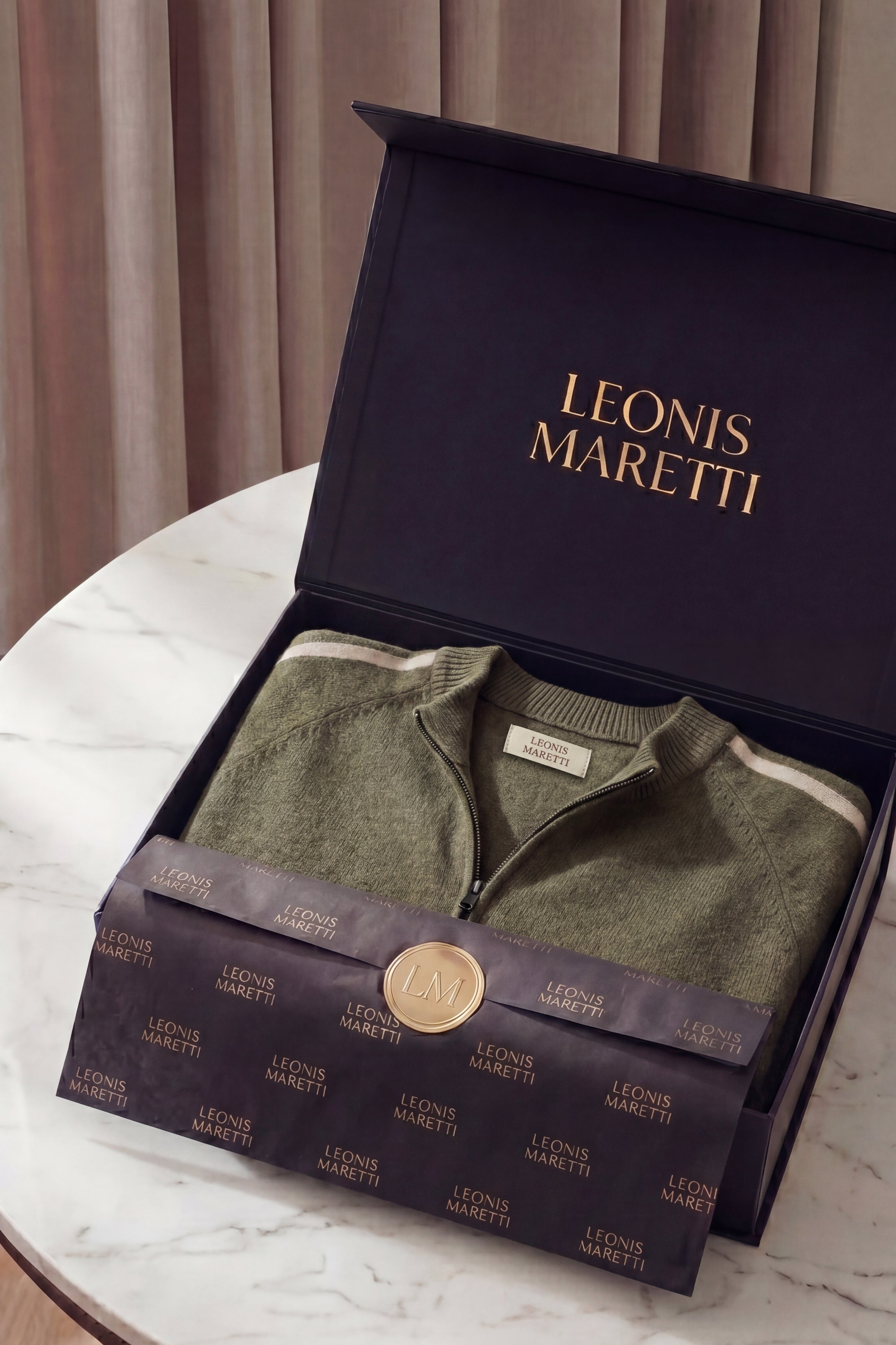 Lorenti Cashmere Zip Knit Olive