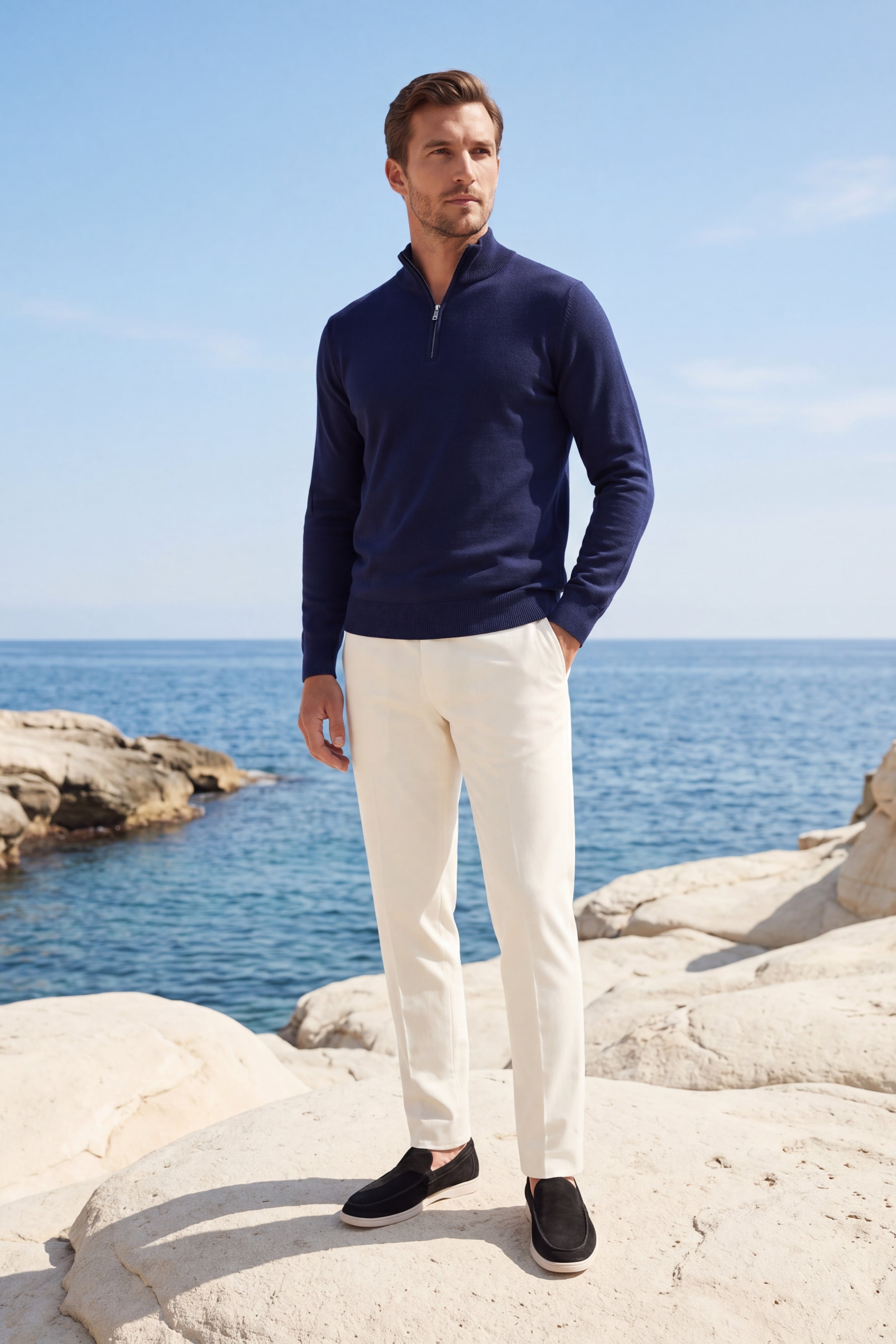 Arlino Quarter Zip Knit Navy