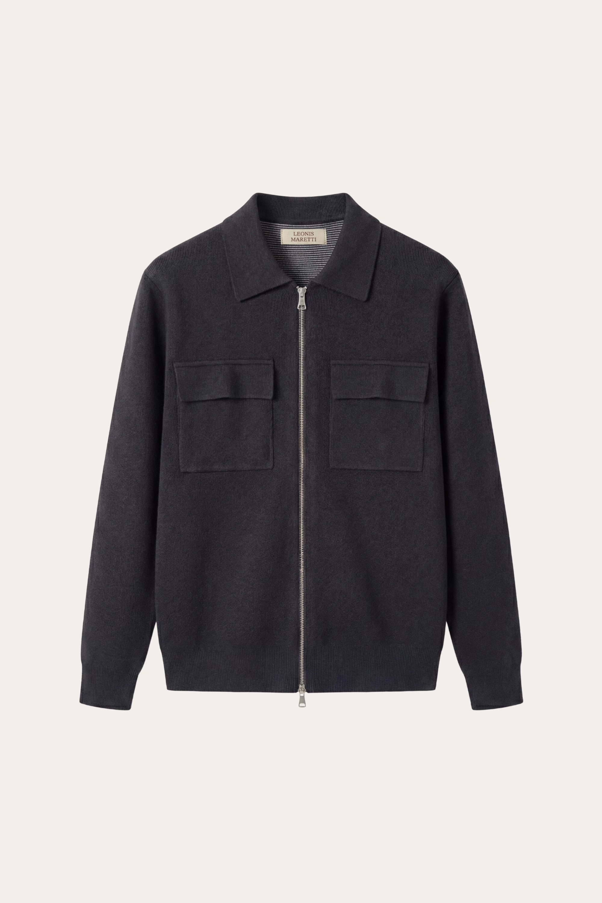 Orvello Dual-Zip Wool Cardigan Dark Grey