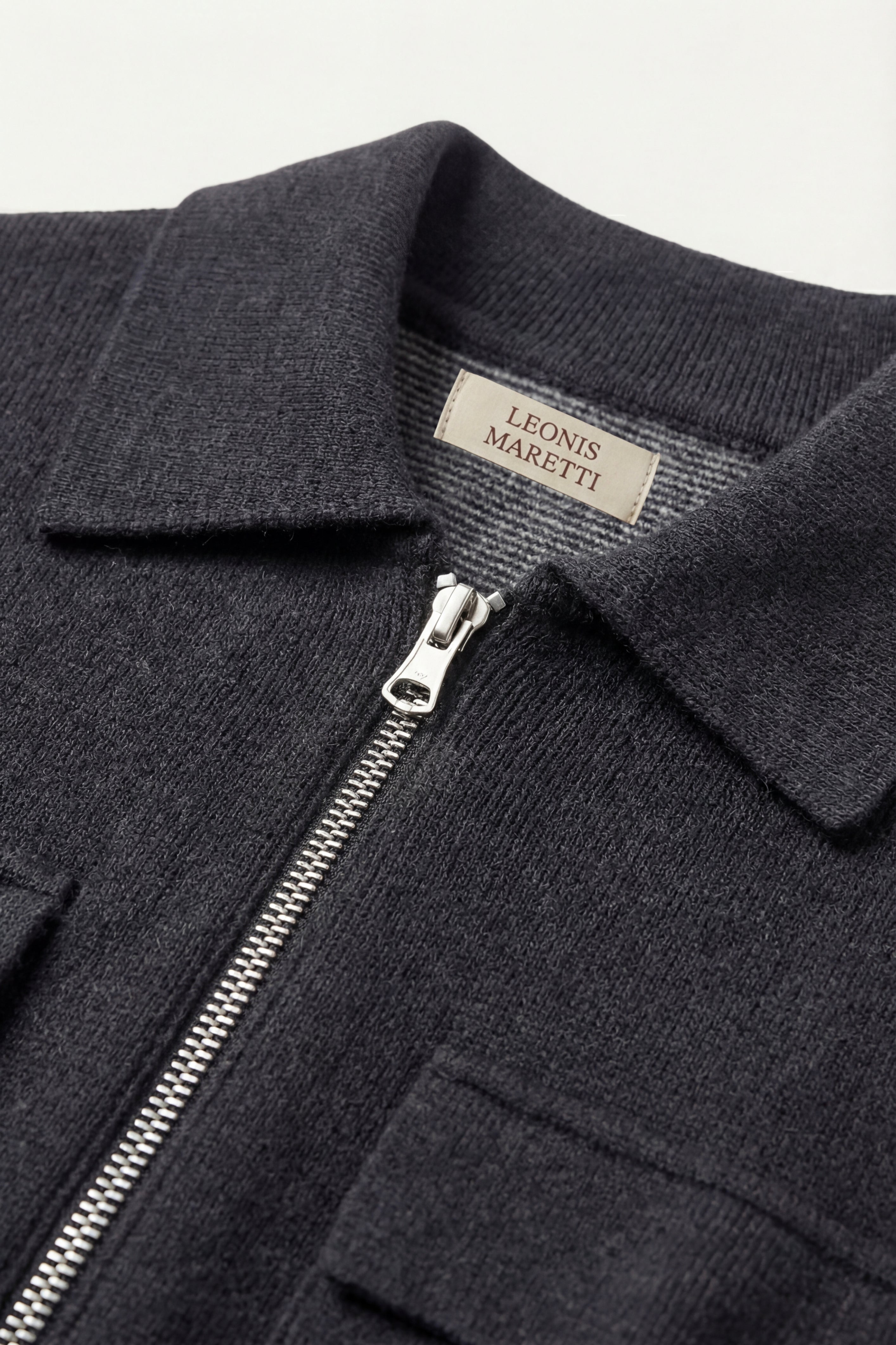 Orvello Dual-Zip Wool Cardigan Dark Grey