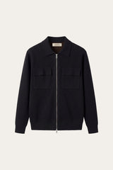 Orvello Dual-Zip Wool Cardigan Black