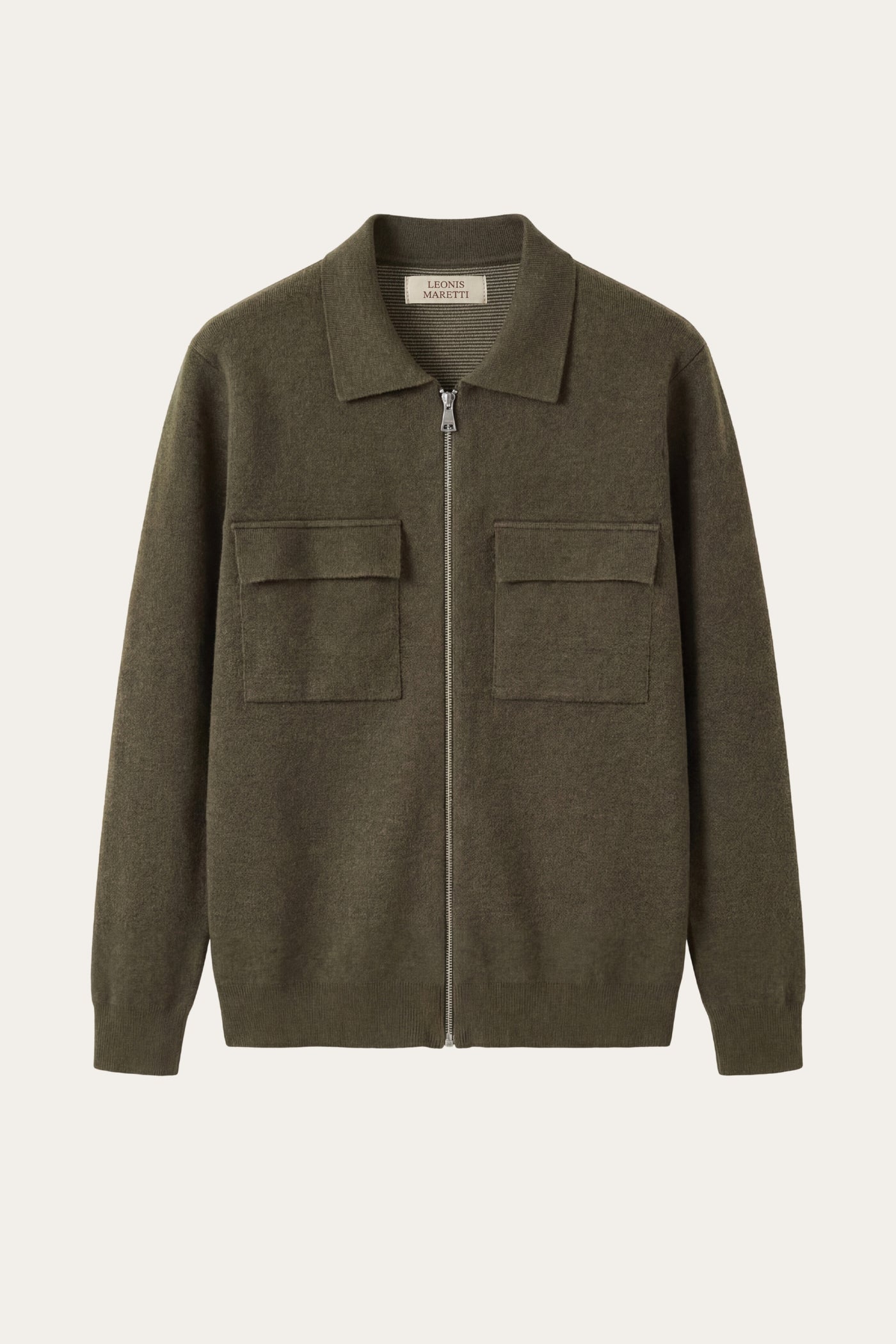 Orvello Dual-Zip Wool Cardigan Army Green