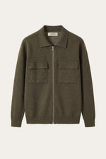 Orvello Dual-Zip Wool Cardigan Army Green