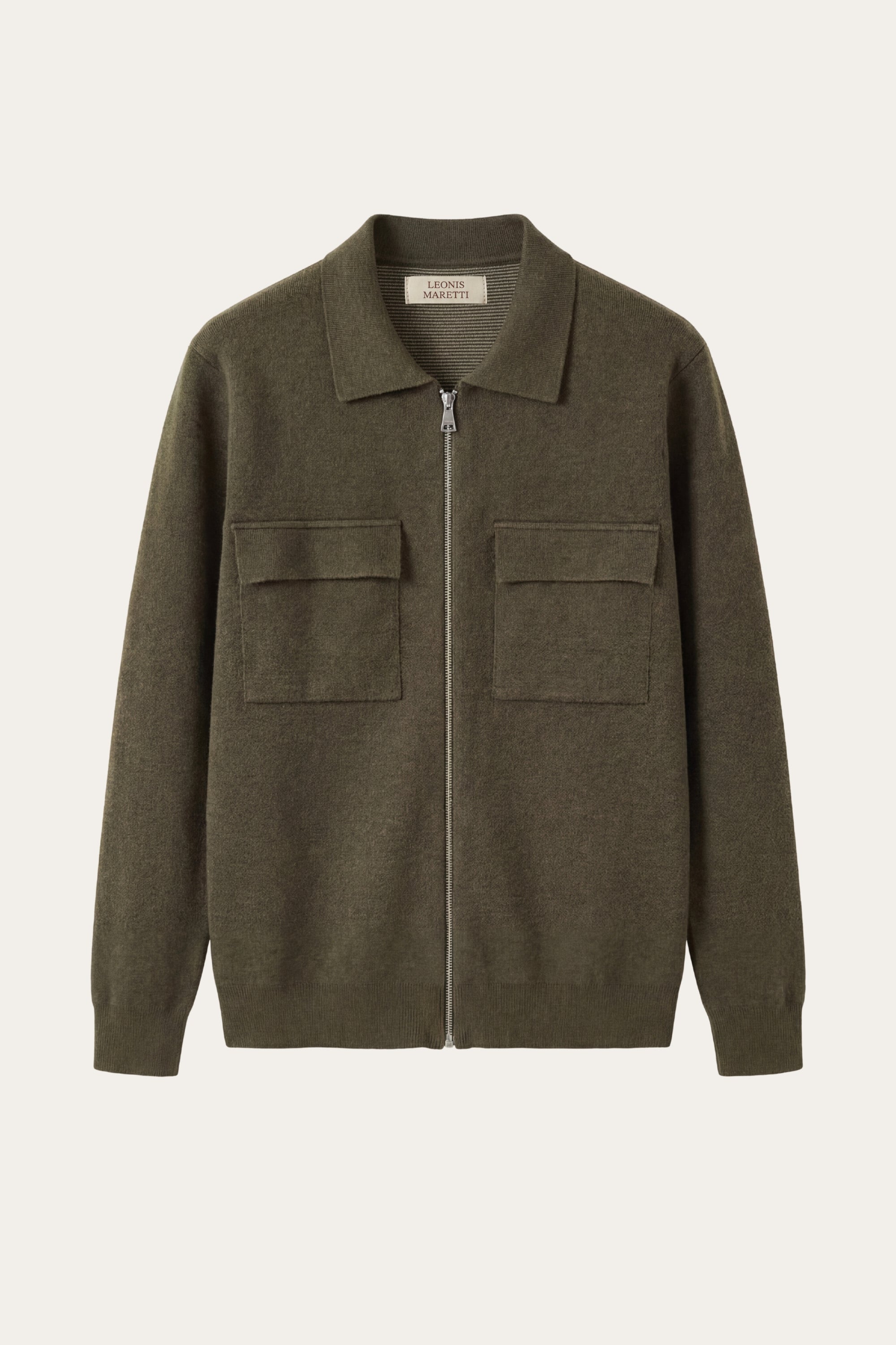 Orvello Dual-Zip Wool Cardigan Army Green