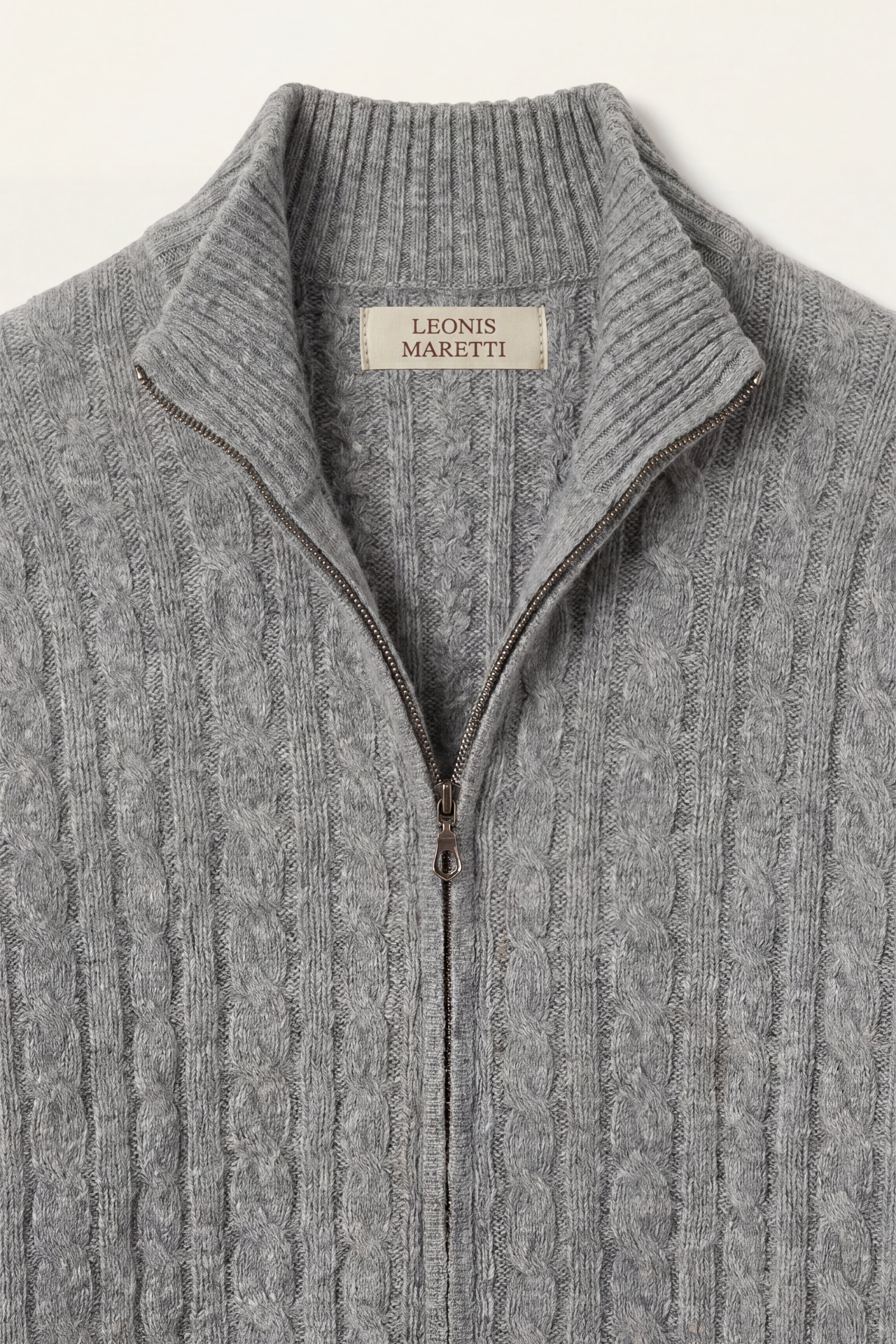 Bolzano Cable Zip Knit Grey