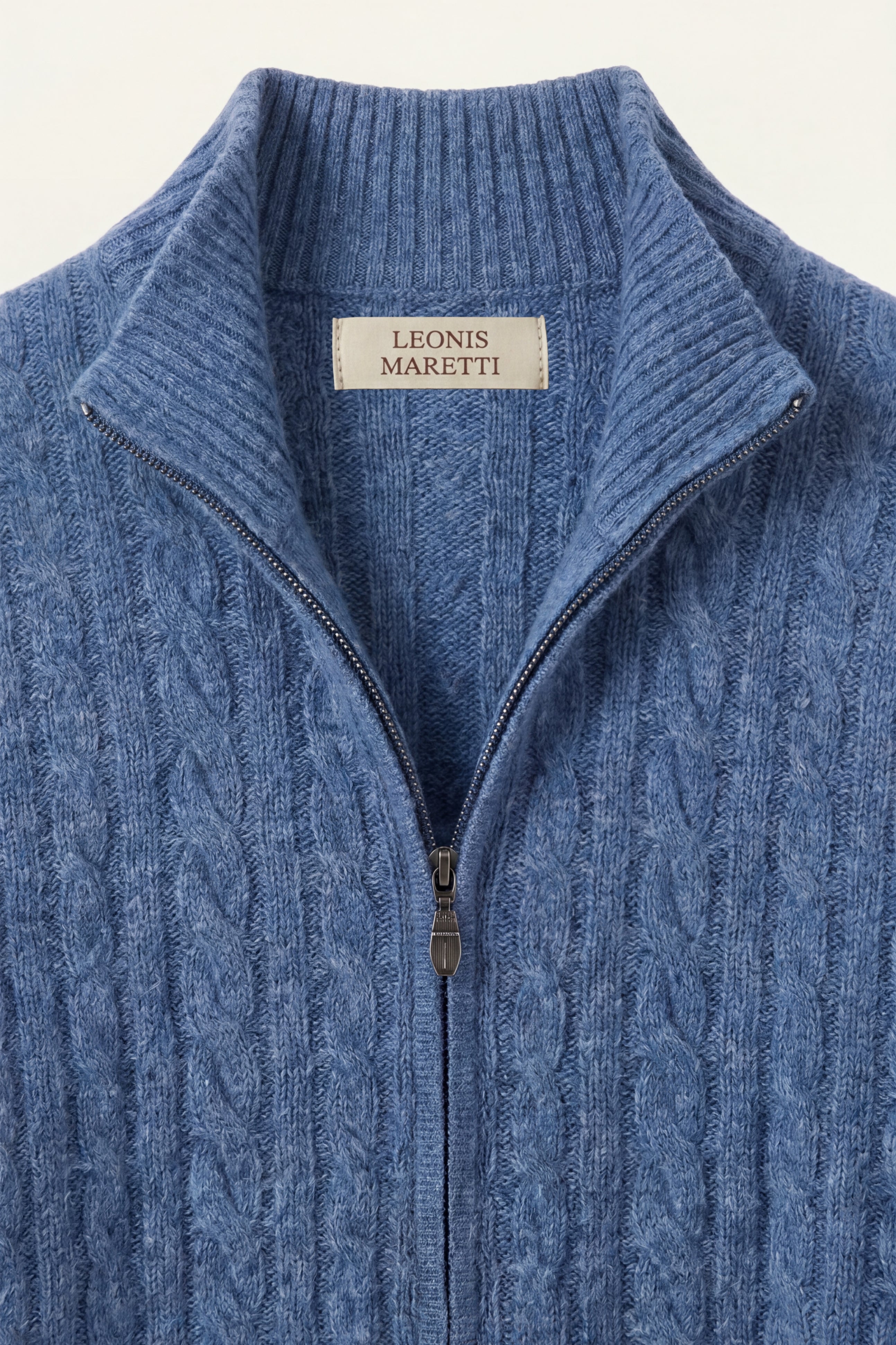 Bolzano Cable Zip Knit Blue