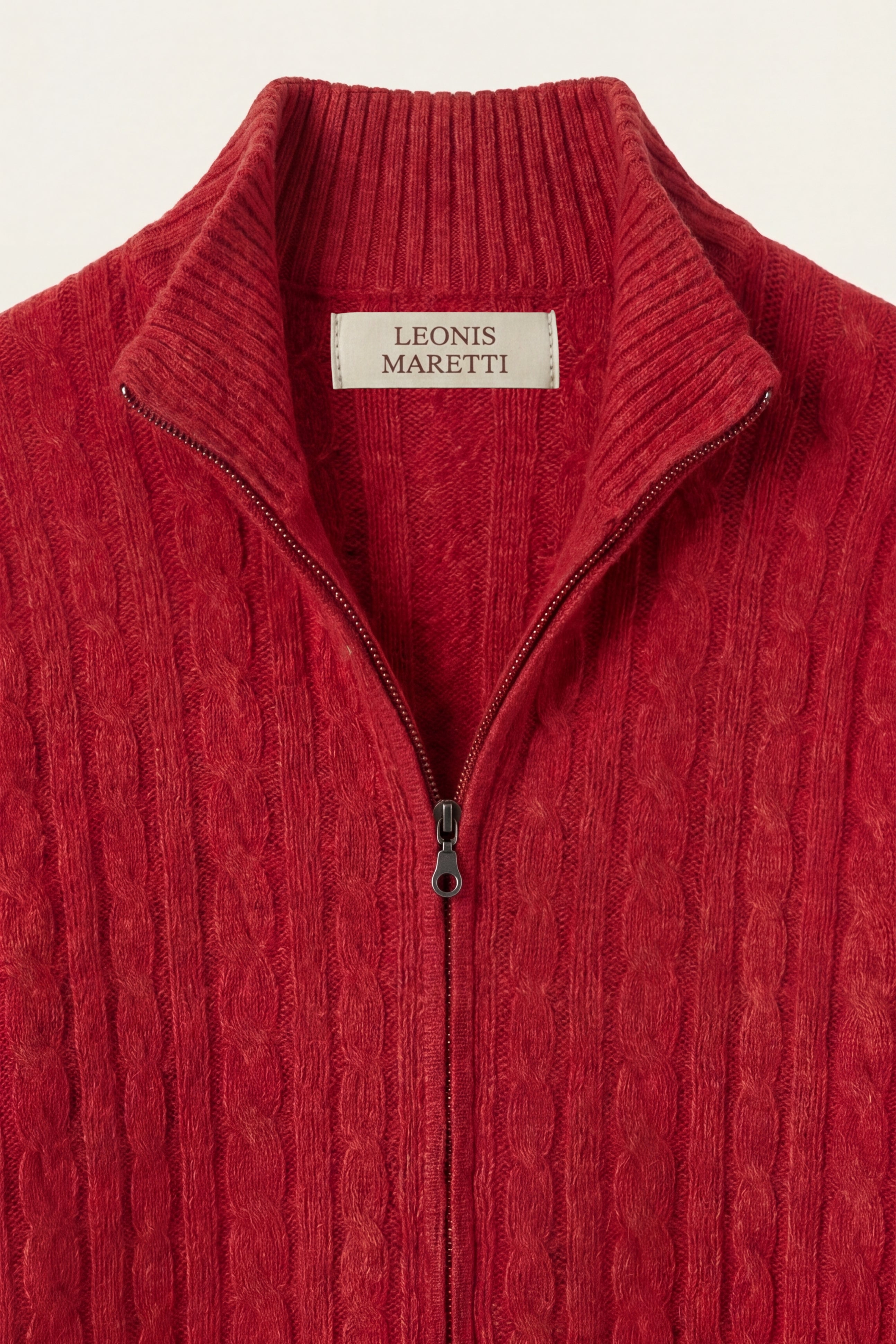 Bolzano Cable Zip Knit Red