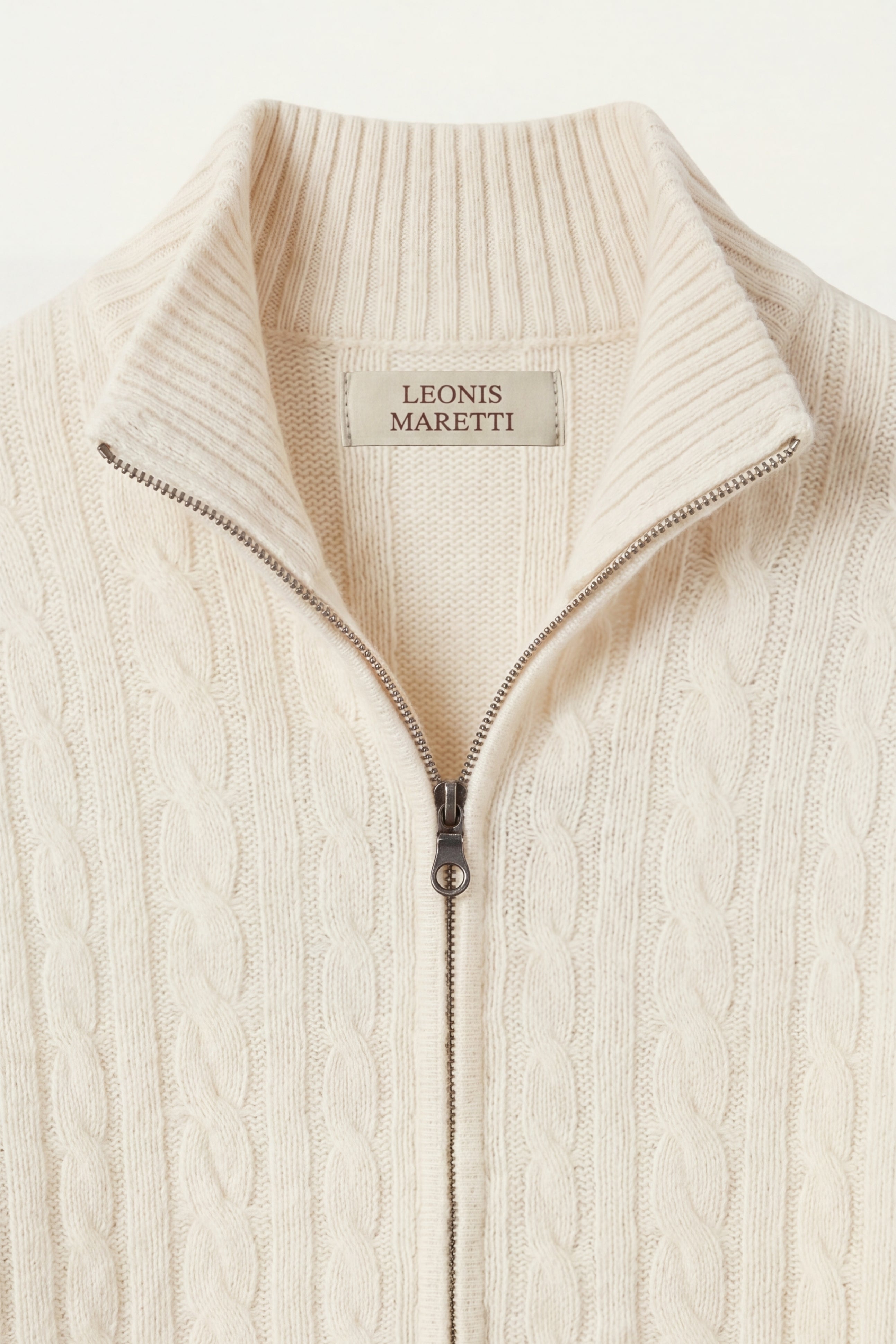 Bolzano Cable Zip Knit Ivory