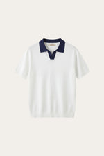 Asti Lapel Knit Polo White