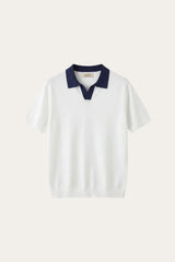 Asti Lapel Knit Polo White