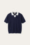 Asti Lapel Knit Polo Navy