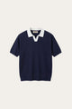 Asti Lapel Knit Polo Navy