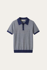 Ravino Panelled Knit Polo Dark Blue