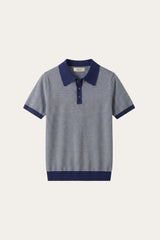 Ravino Panelled Knit Polo Dark Blue