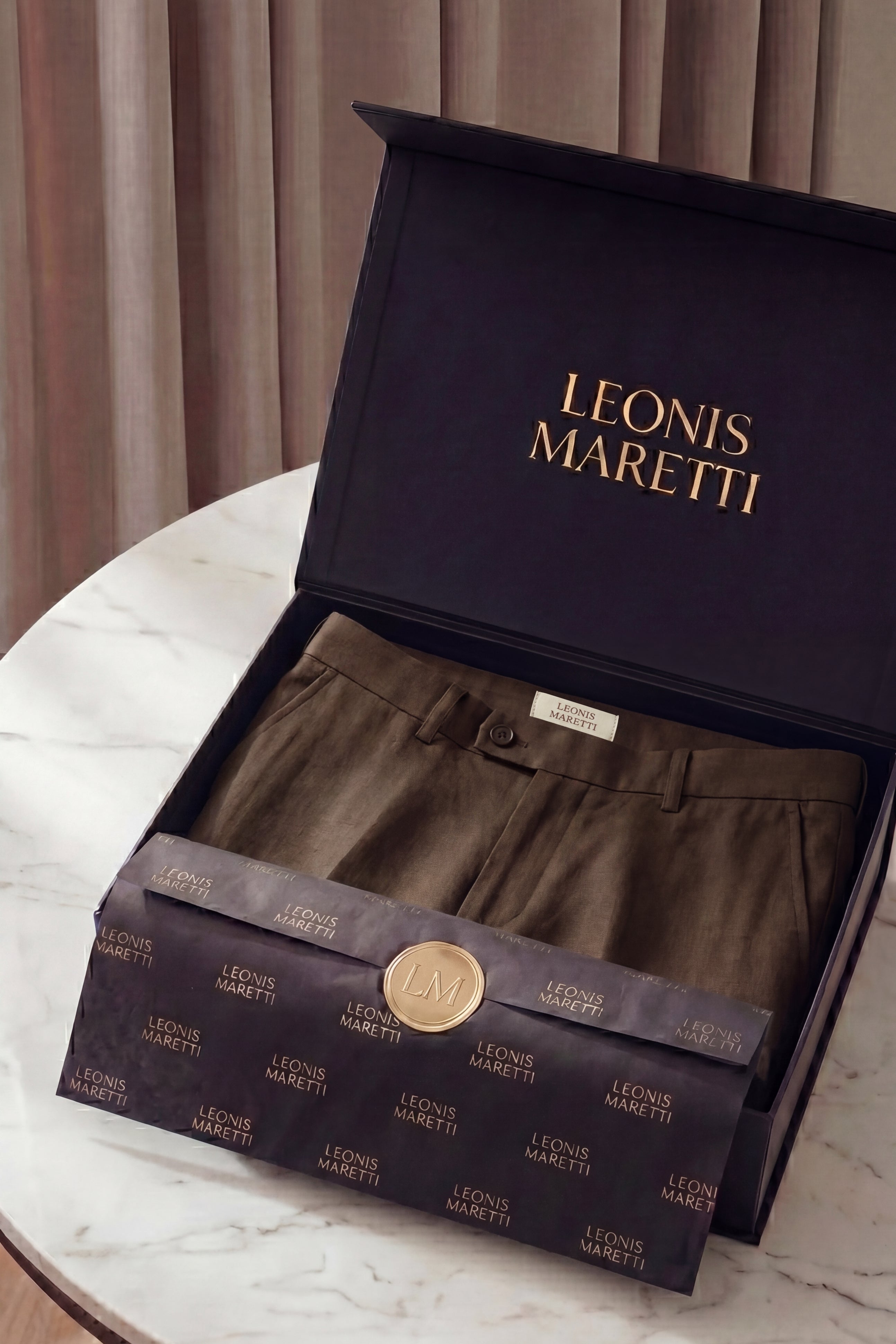 Modena Linen Tailored Trousers Brown