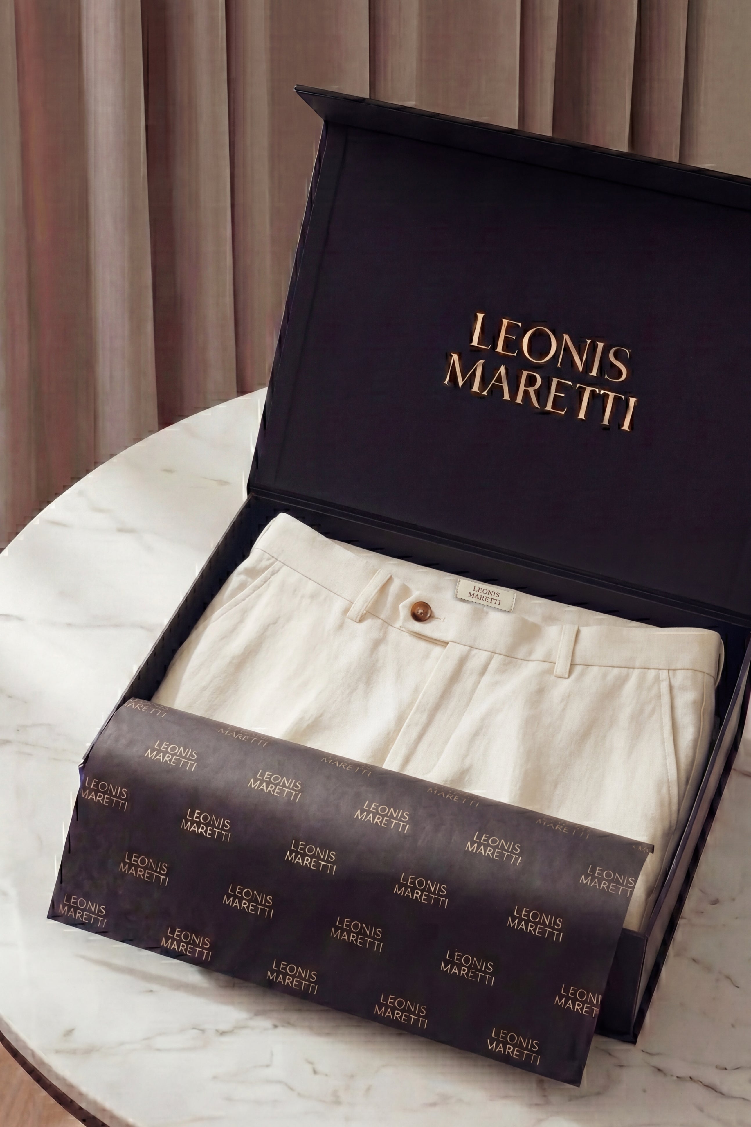 Modena Linen Tailored Trousers Light Beige