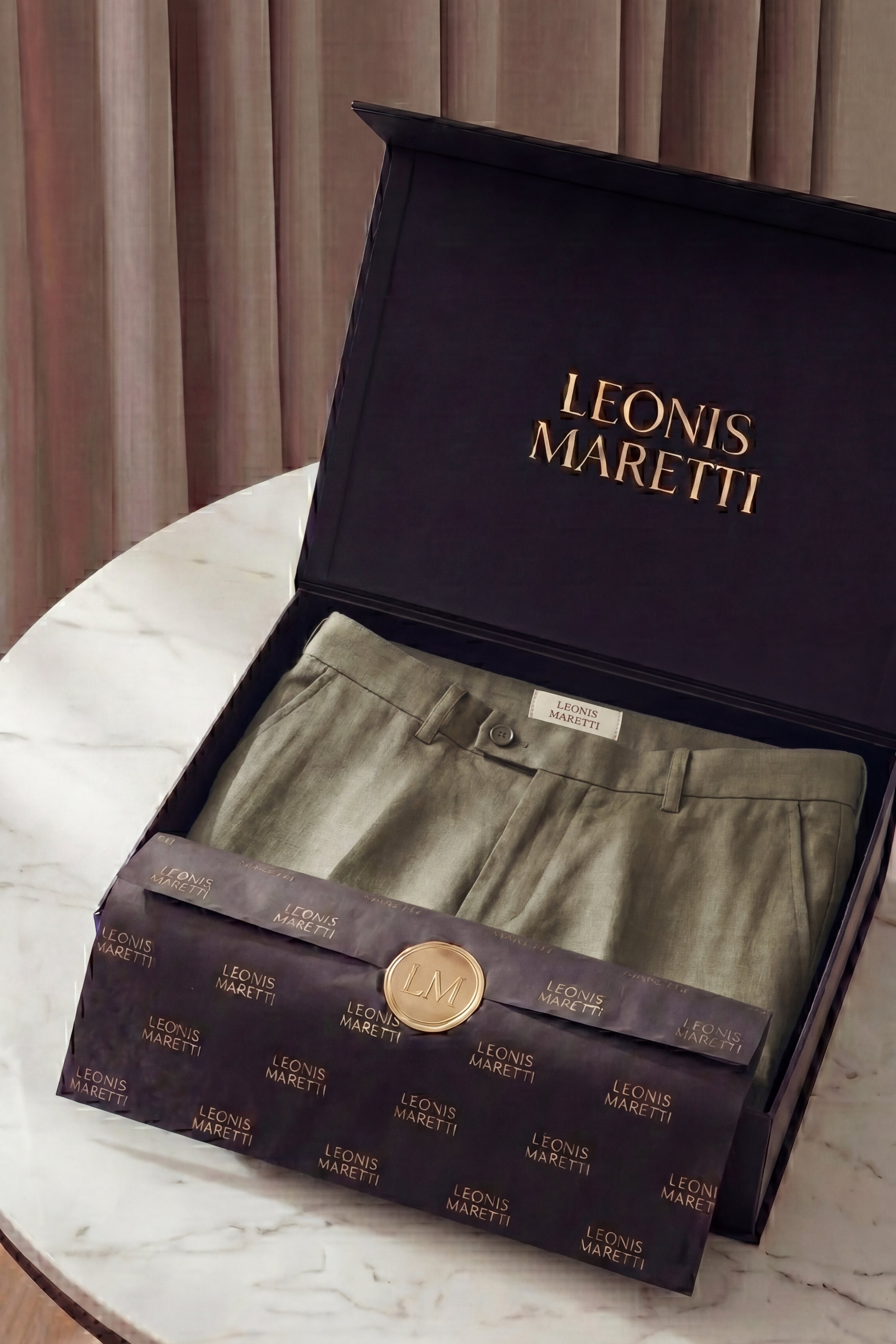 Modena Linen Tailored Trousers Sage