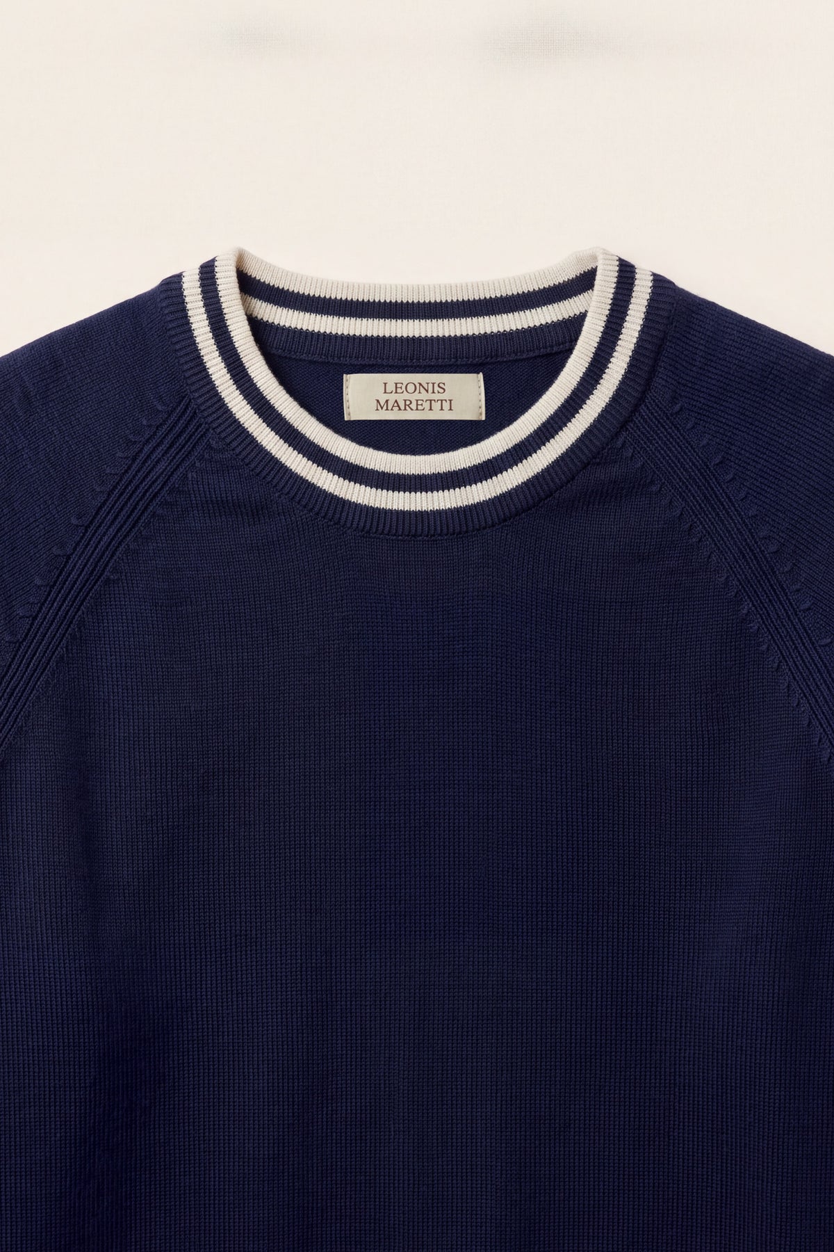 Cremona Merino Contrast Trim Crewneck Navy