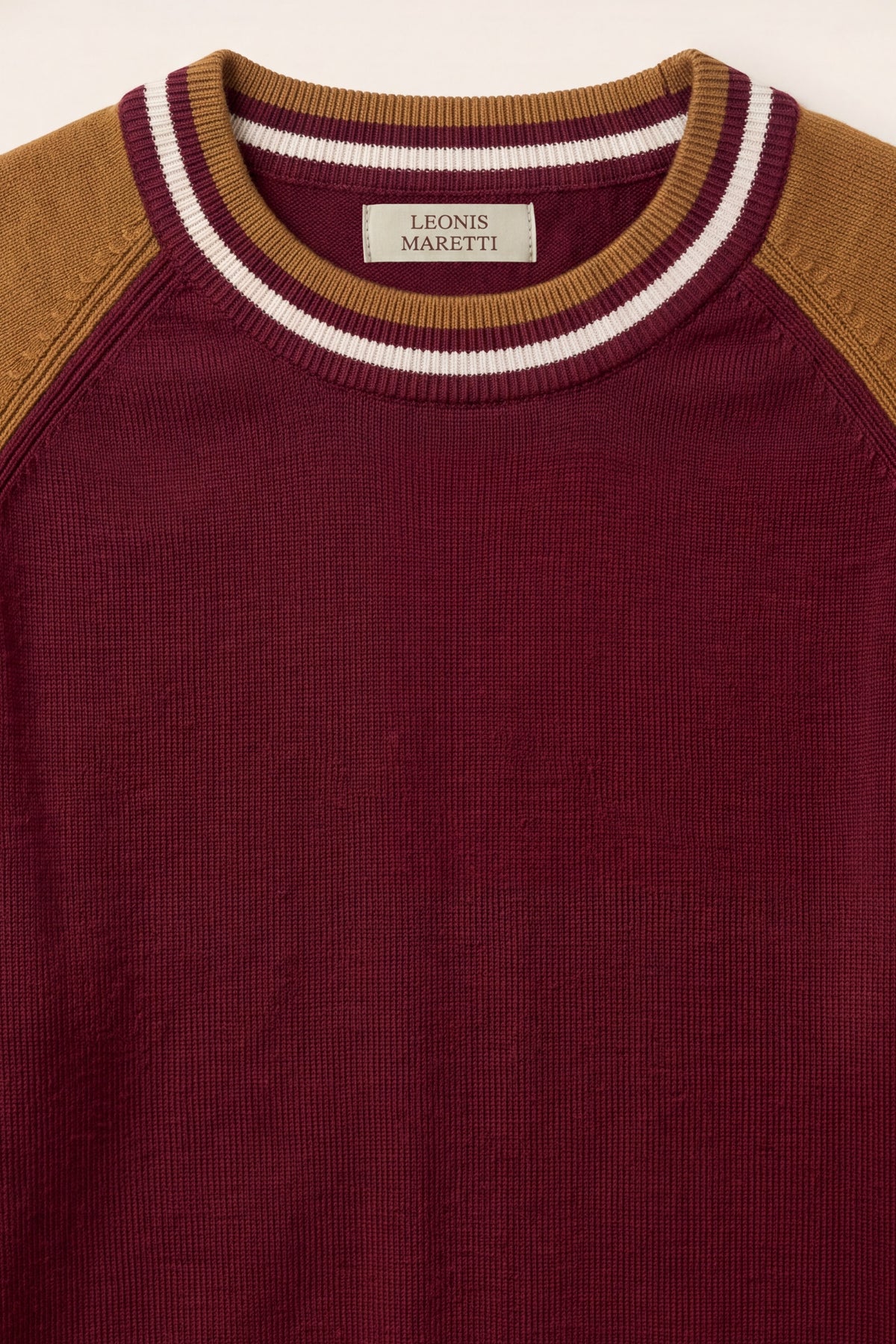 Cremona Merino Contrast Trim Crewneck Burgundy