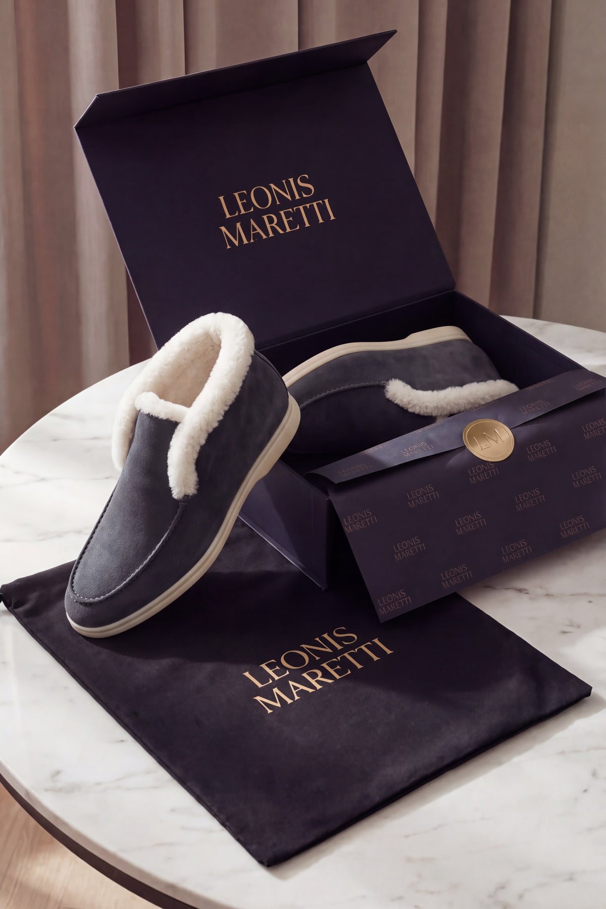 Arzano Fur-Lined High Top Loafer Navy