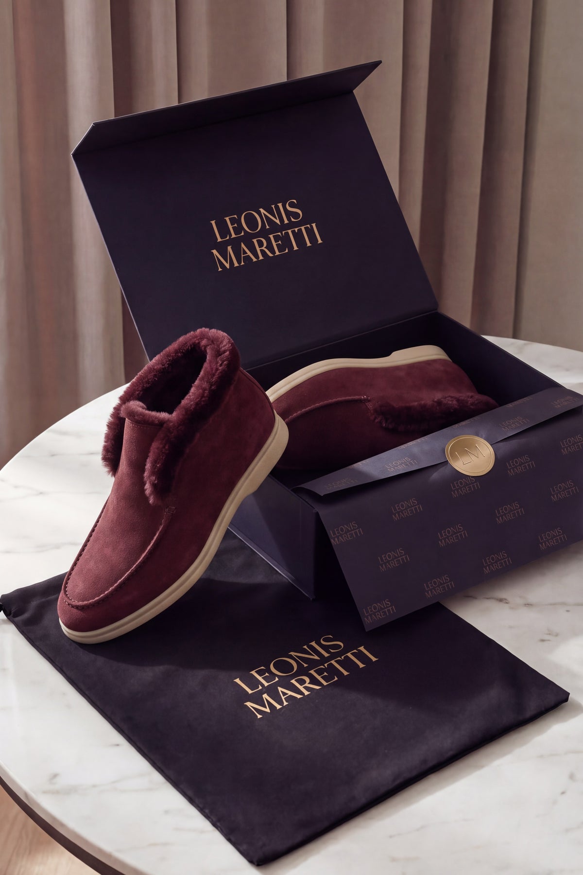 Arzano Fur-Lined High Top Loafer Burgundy