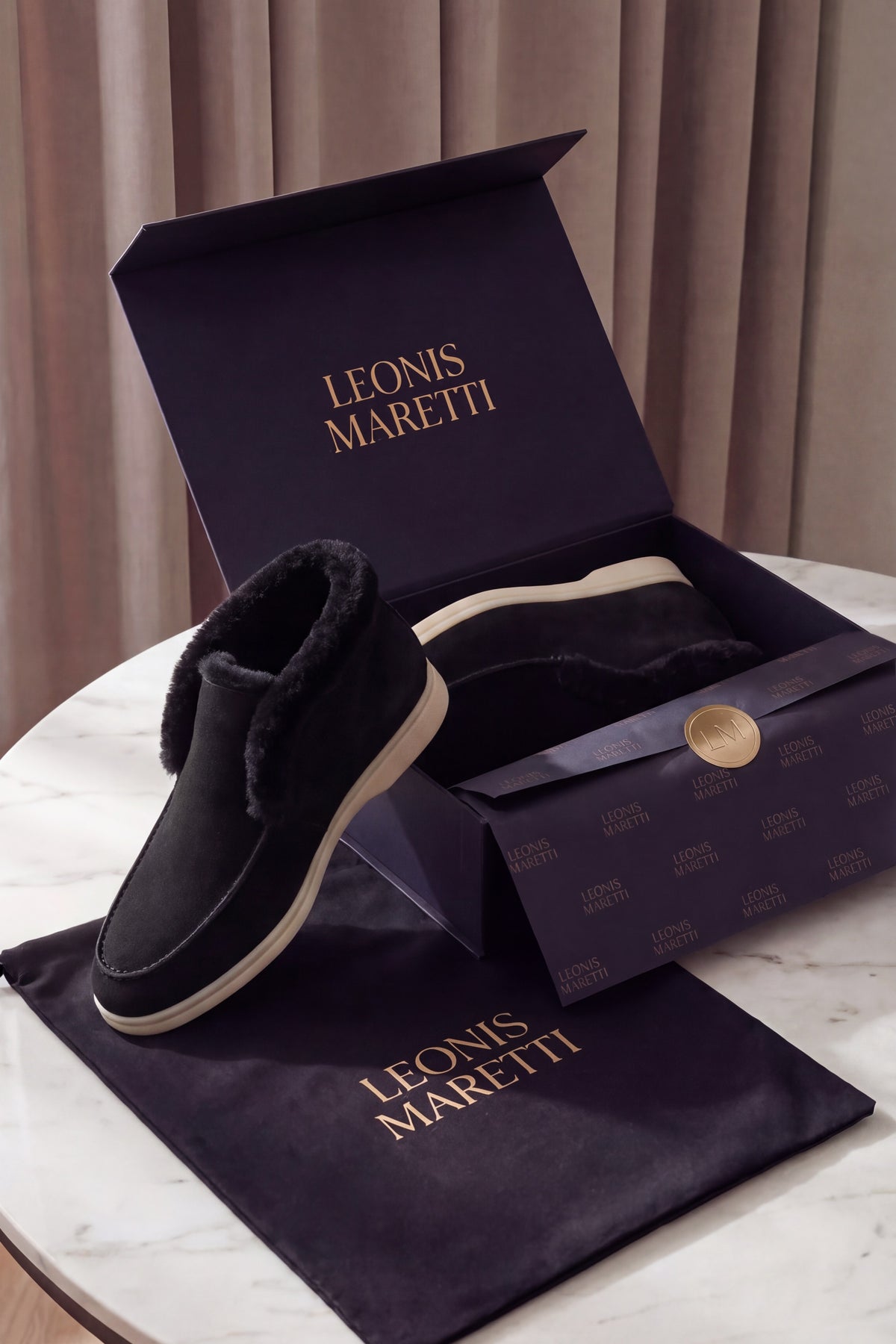 Arzano Fur-Lined High Top Loafer Black