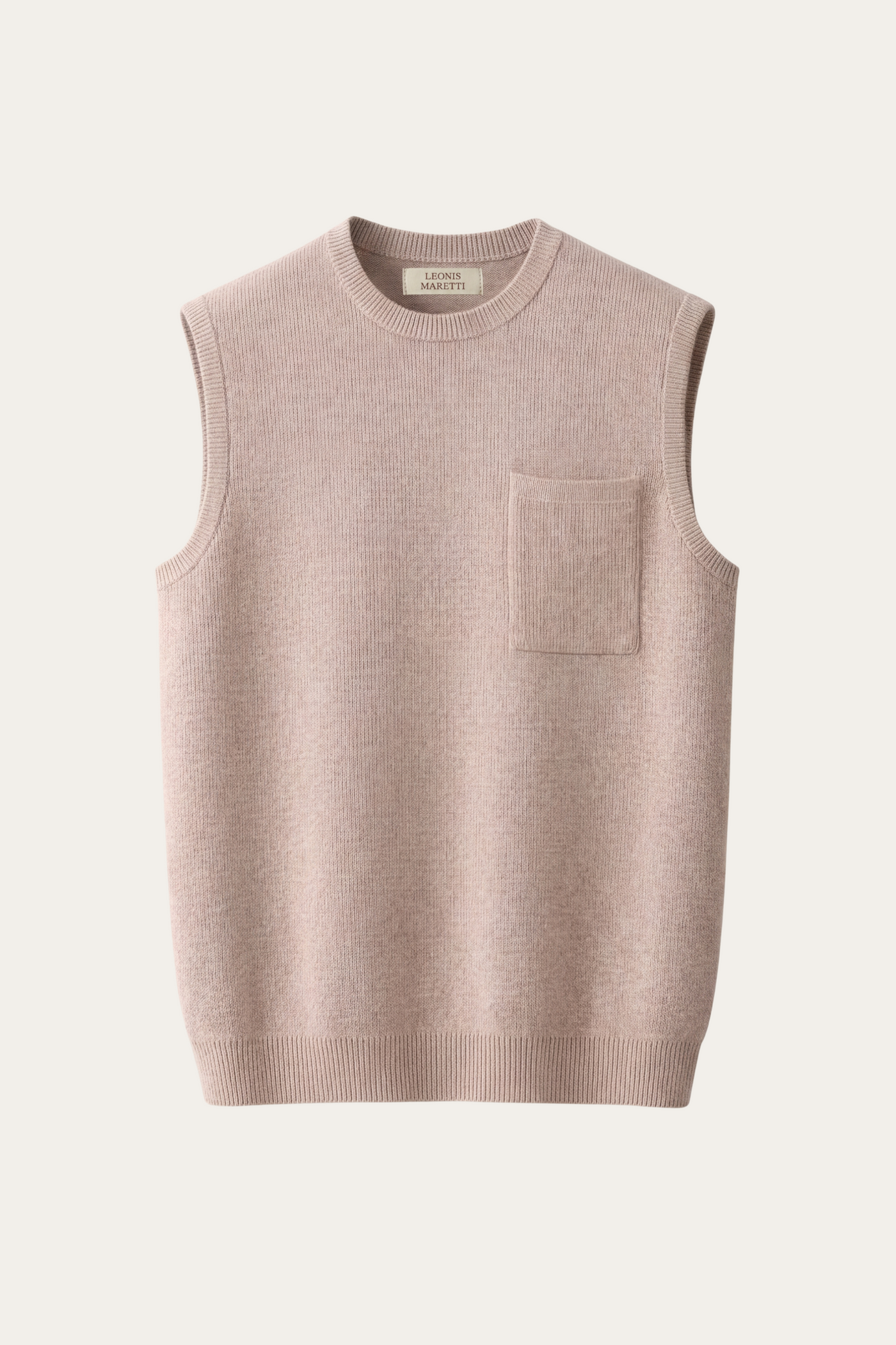 Nerio Extra-Fine Crew Vest Beige