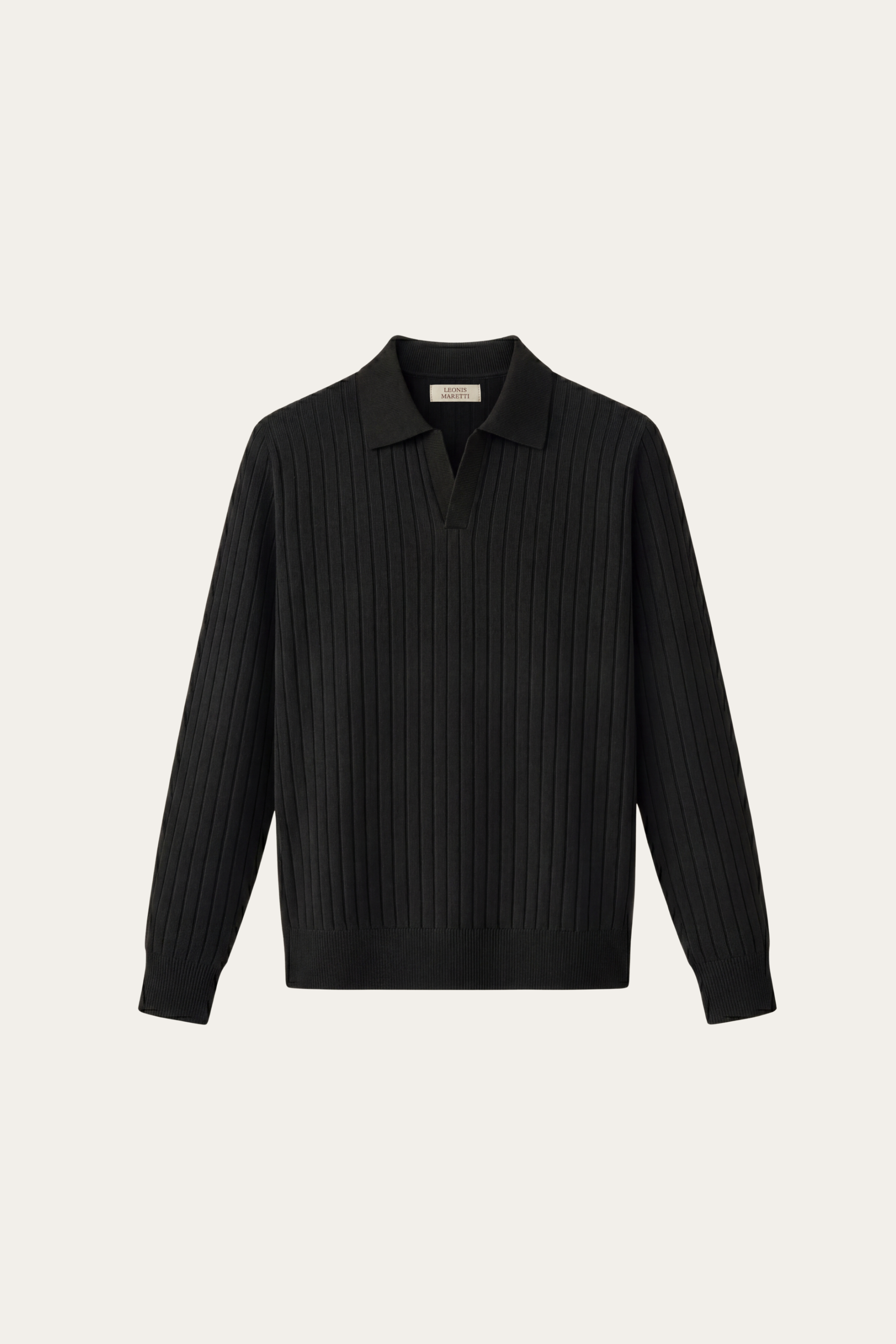 Leonardo Ribbed Knit Polo Black