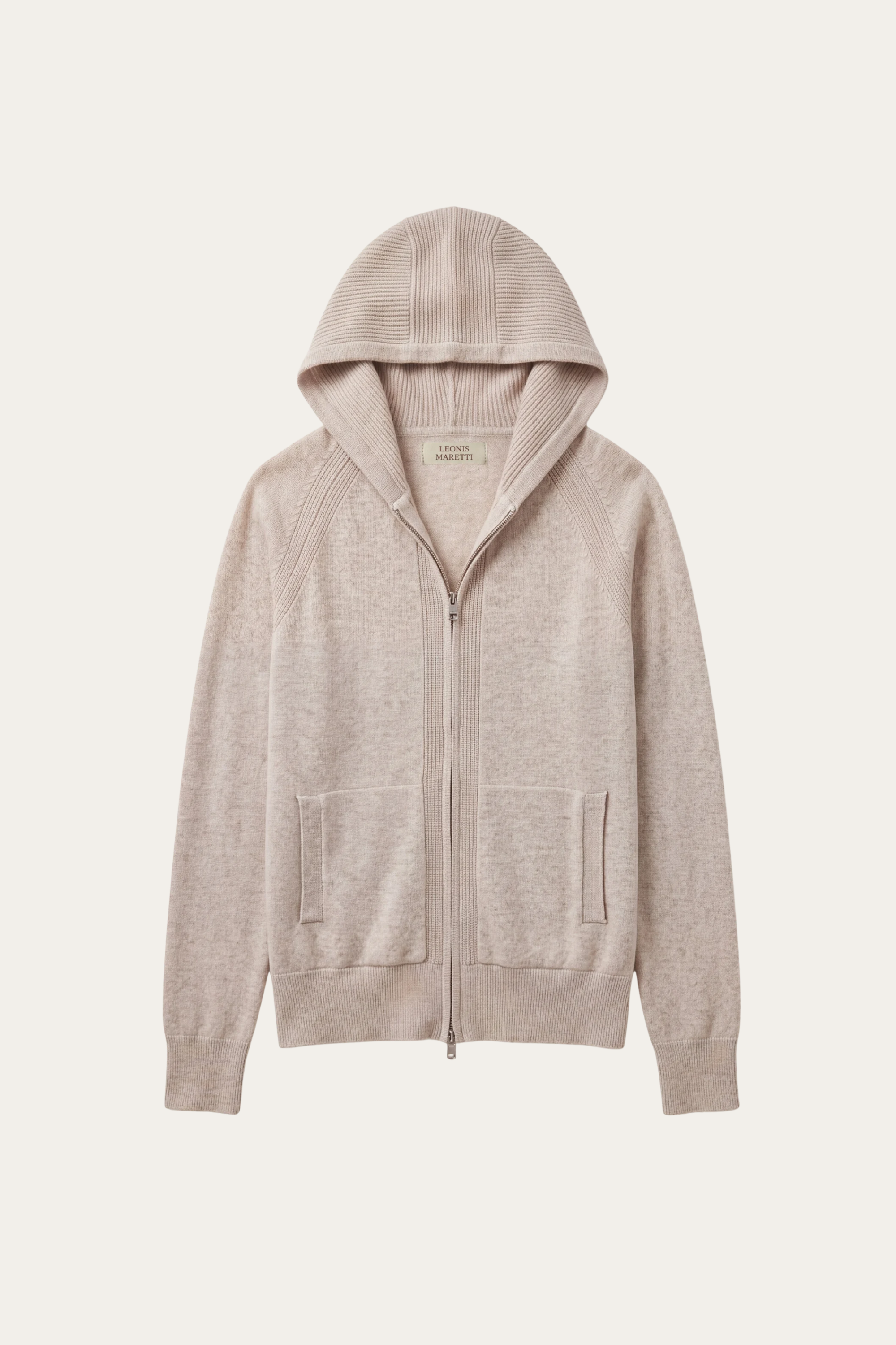 Fermo Cashmere Zipped Hoodie Beige