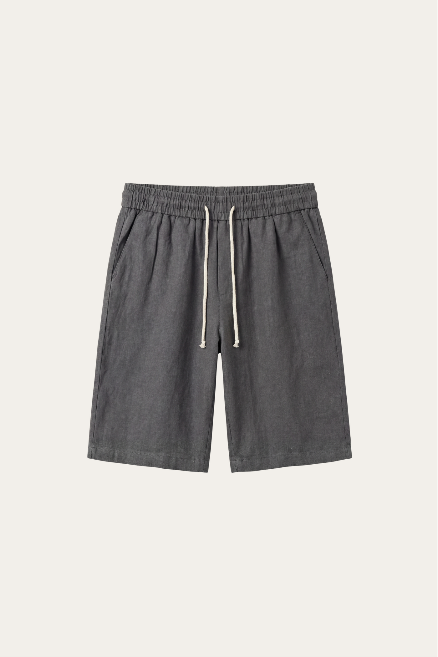 Lecce Linen Drawstring Shorts Dark Grey
