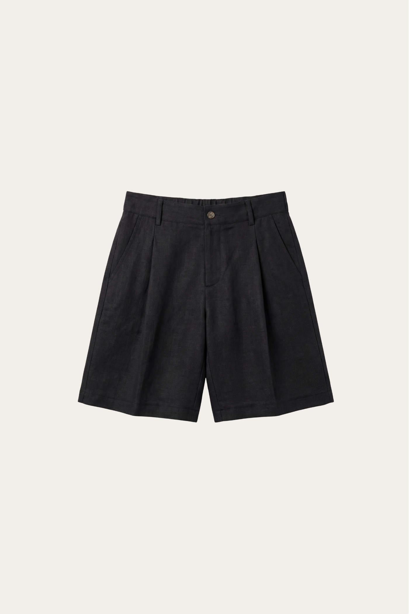 Orvieto Linen Pleated Shorts Black