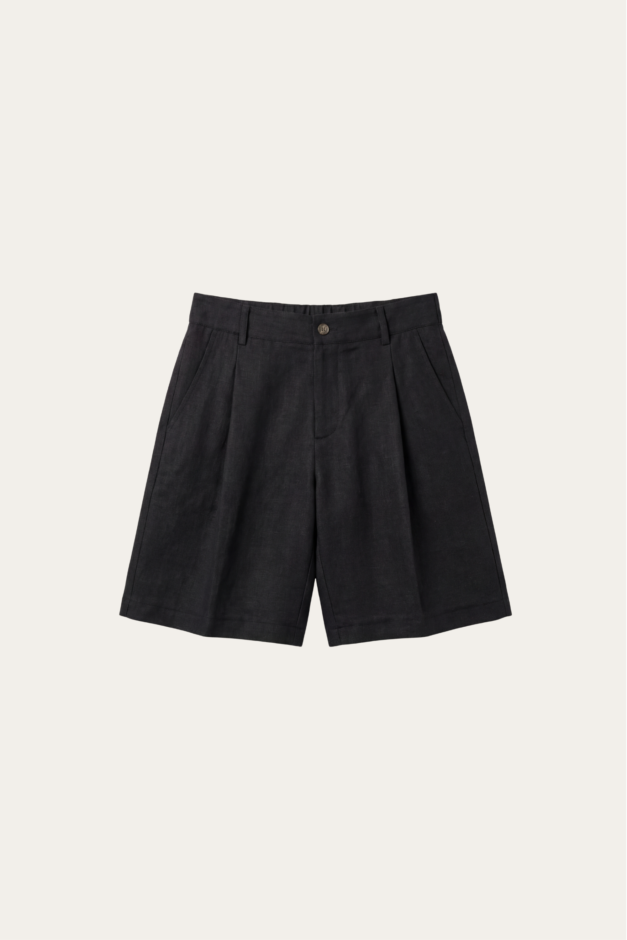 Orvieto Linen Pleated Shorts Black