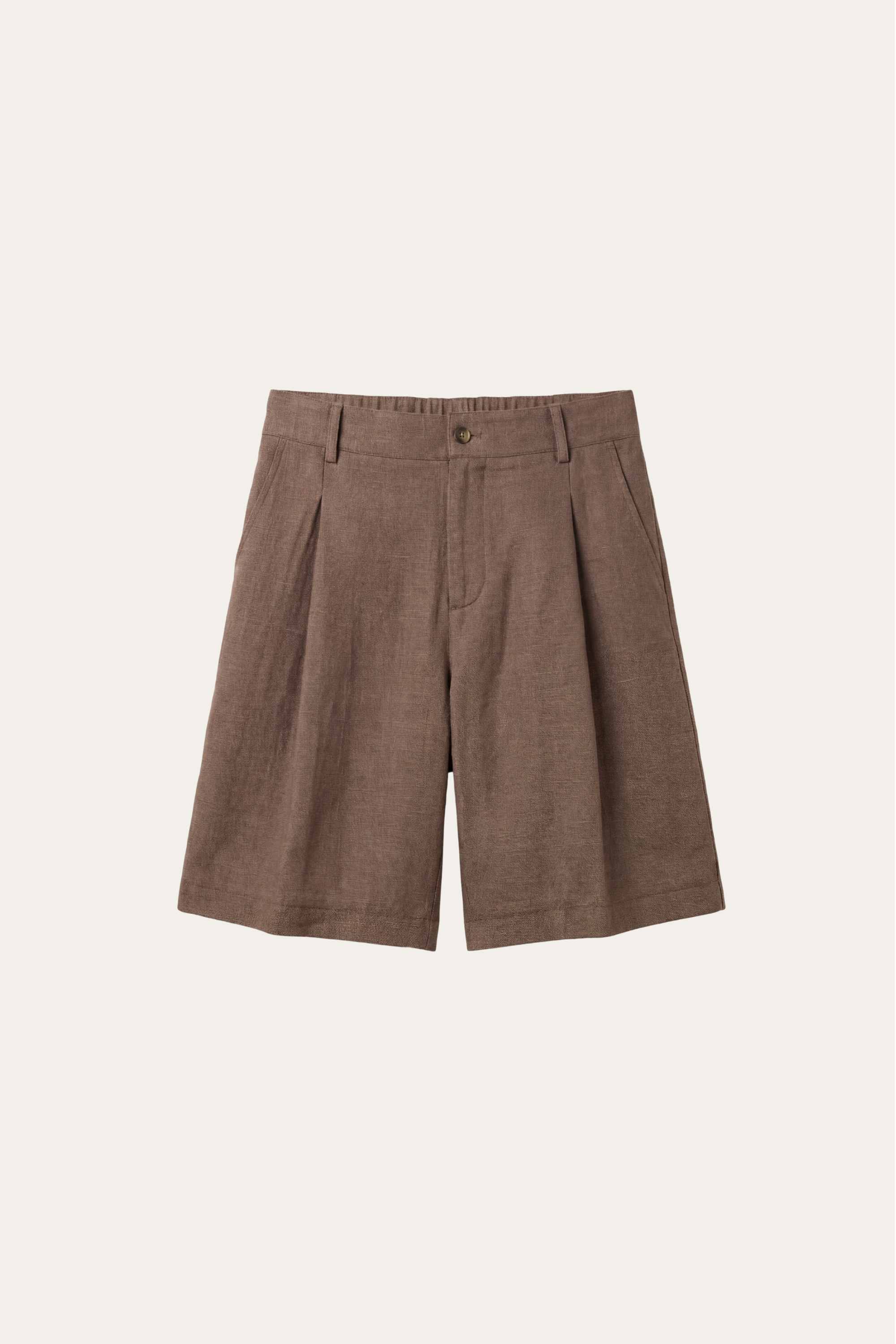 Orvieto Linen Pleated Shorts Brown