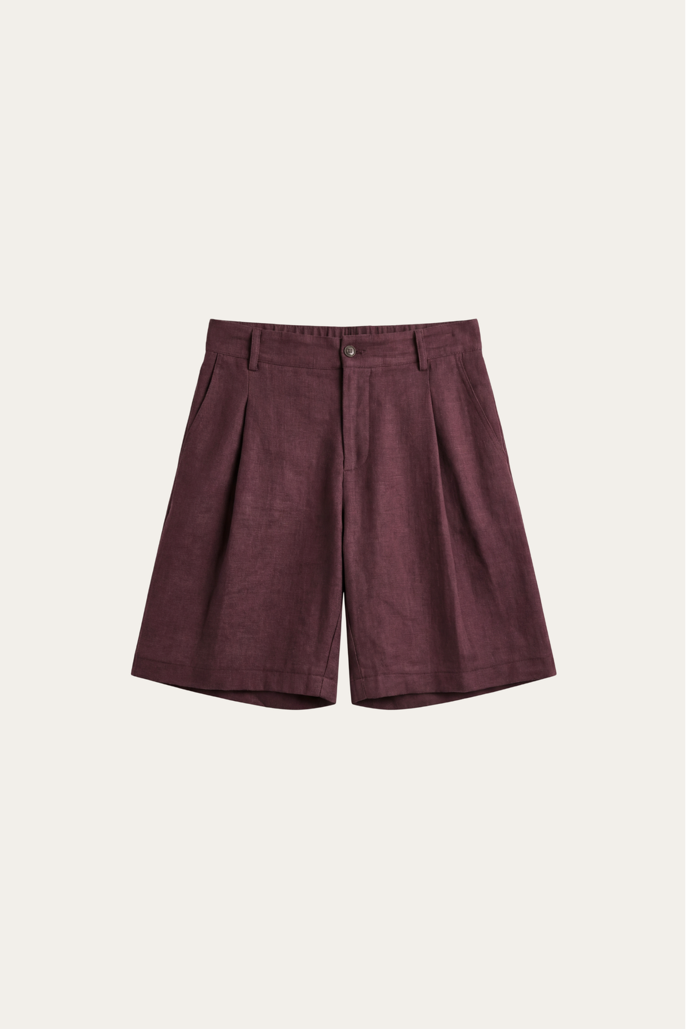 Orvieto Linen Pleated Shorts Wine Red